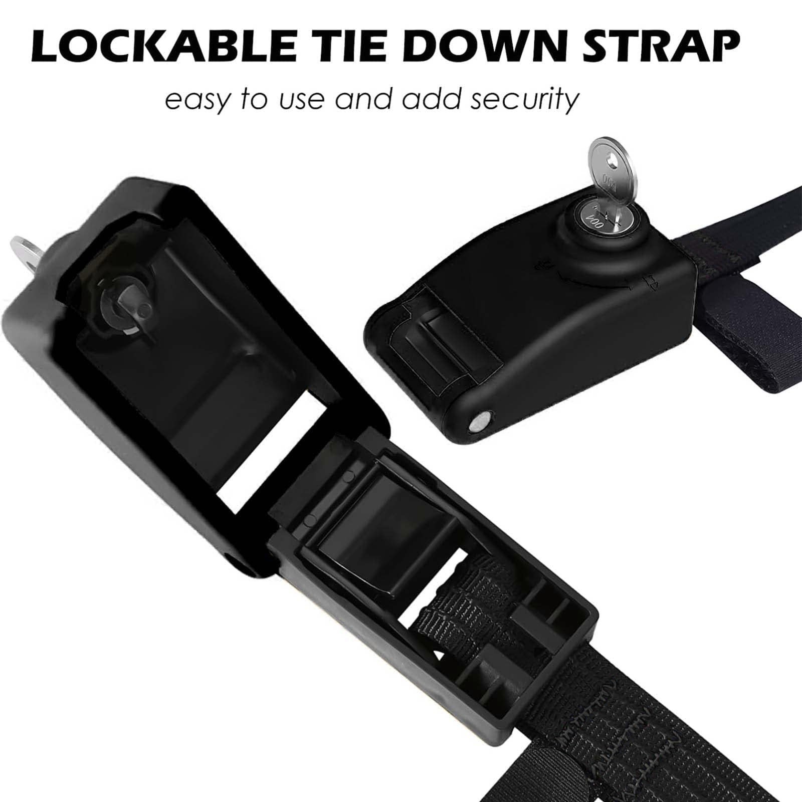 Lovinouse 2025 Upgraded 2 Pack Lockable Tie Down Strap, with 3 Stainless Stee...