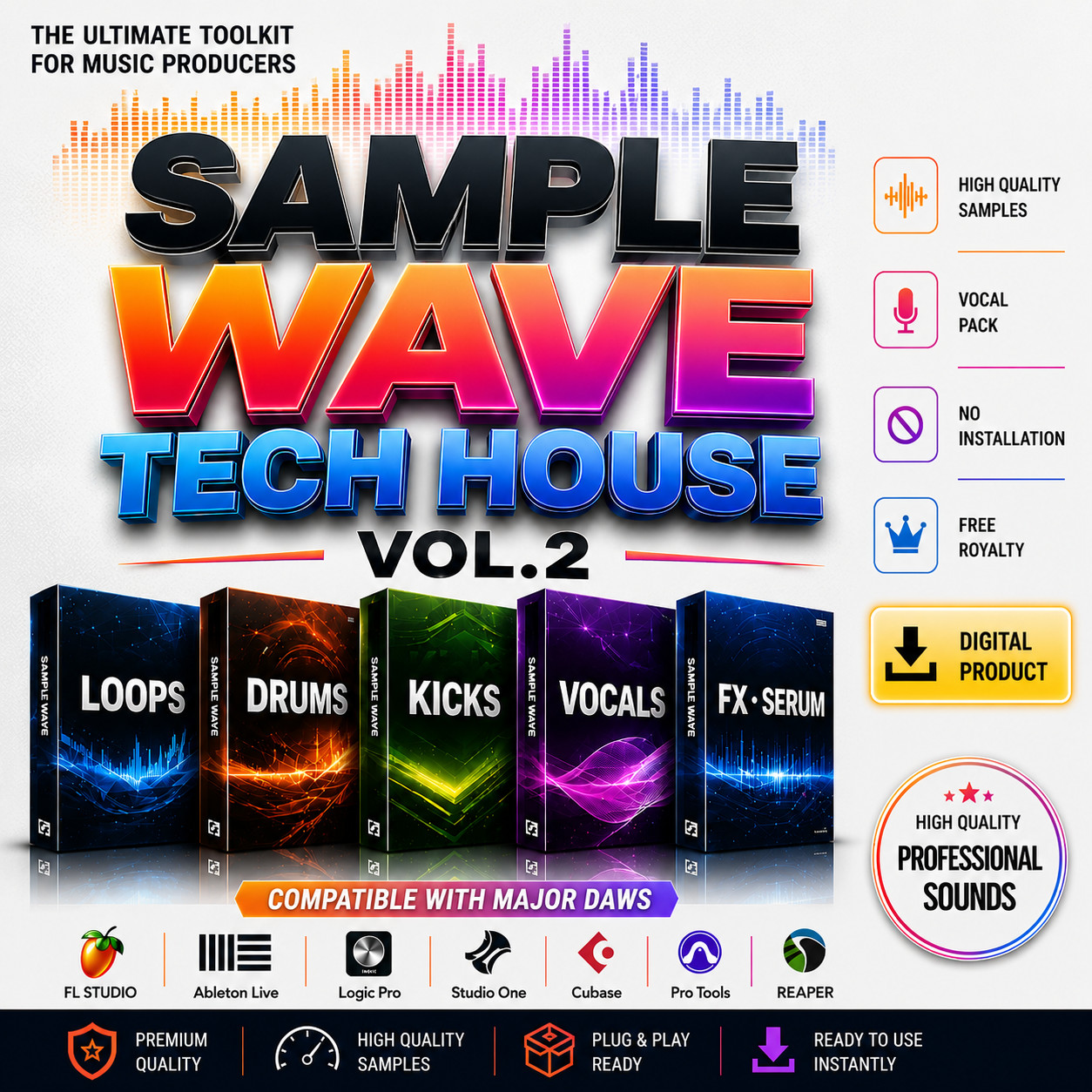 TECH HOUSE BUNDLE SAMPLE PACK VOL.2 • Loops, Drums, Kicks, Vocals, FX • SERUM