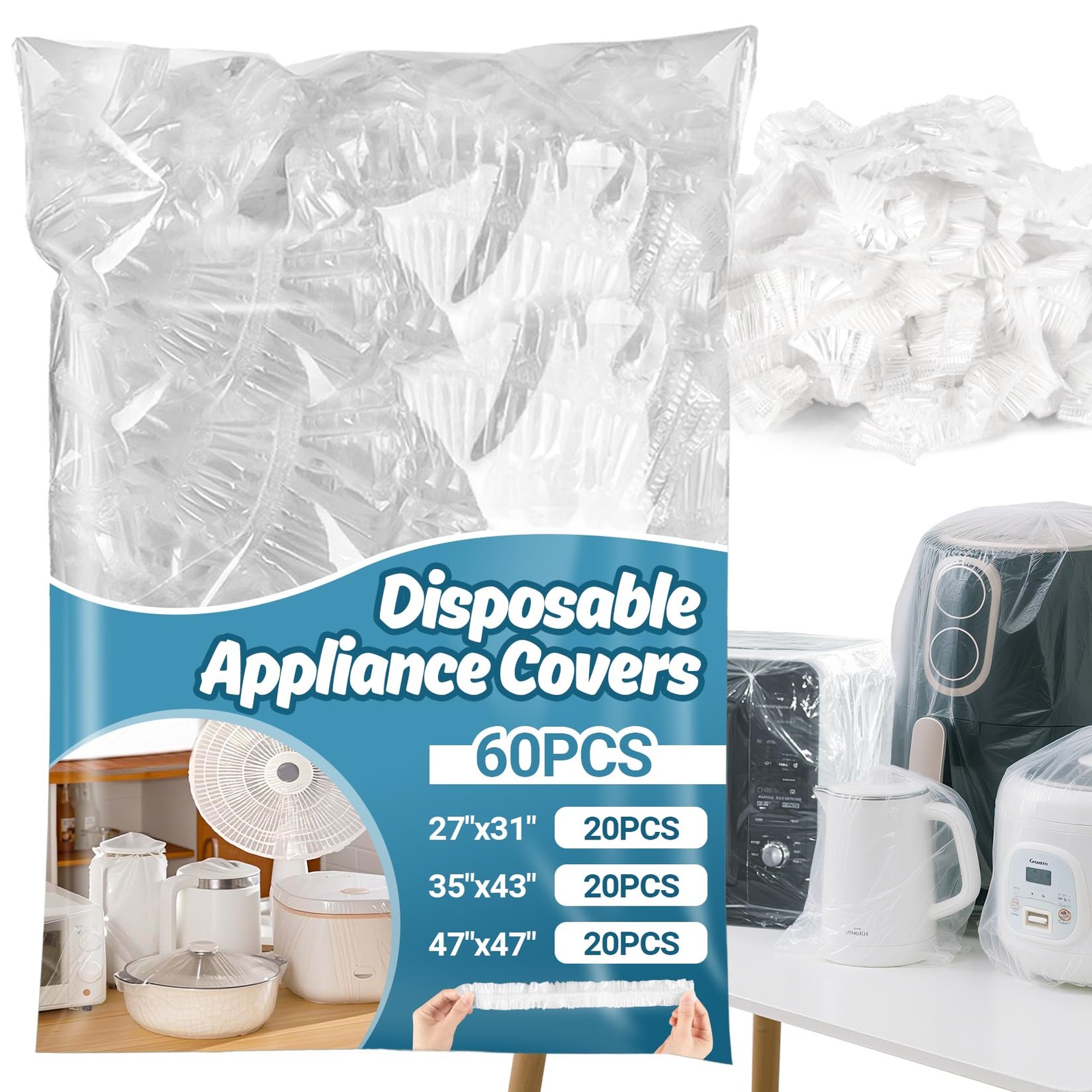 60 PCS Disposable Kitchen Appliance Covers - Dust Covers for Kitchen Applianc...