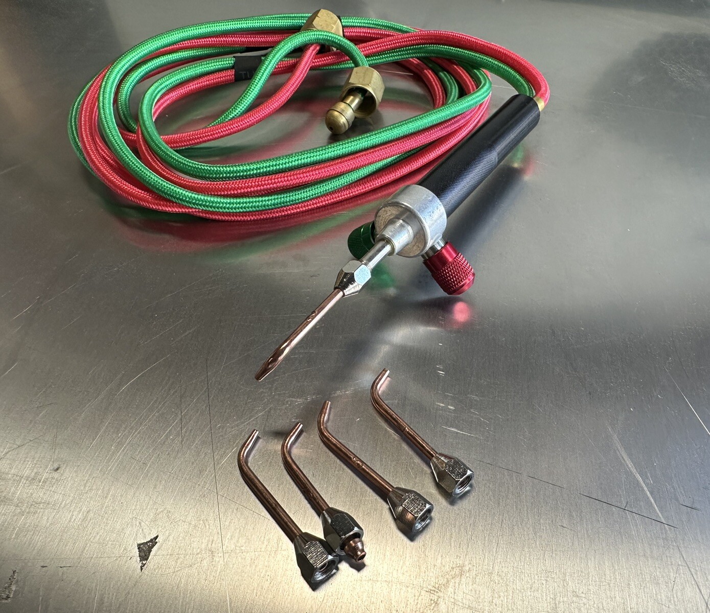 Jewelry Micro Welding Soldering Mini Oxy acetyle Gas Torch Set w/5 Tips & Hoses