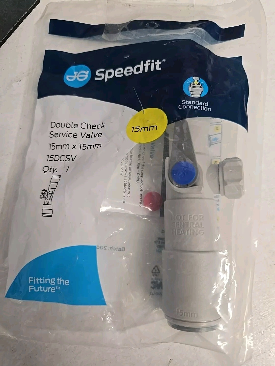 John Guest Speedfit Double Check Service Valve JG 15mm 15DCSV Rrp £18
