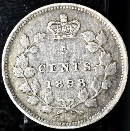 1898 Canada 5 Cents Silver ASW 0.0346 KM#2 CAT $90 - XF