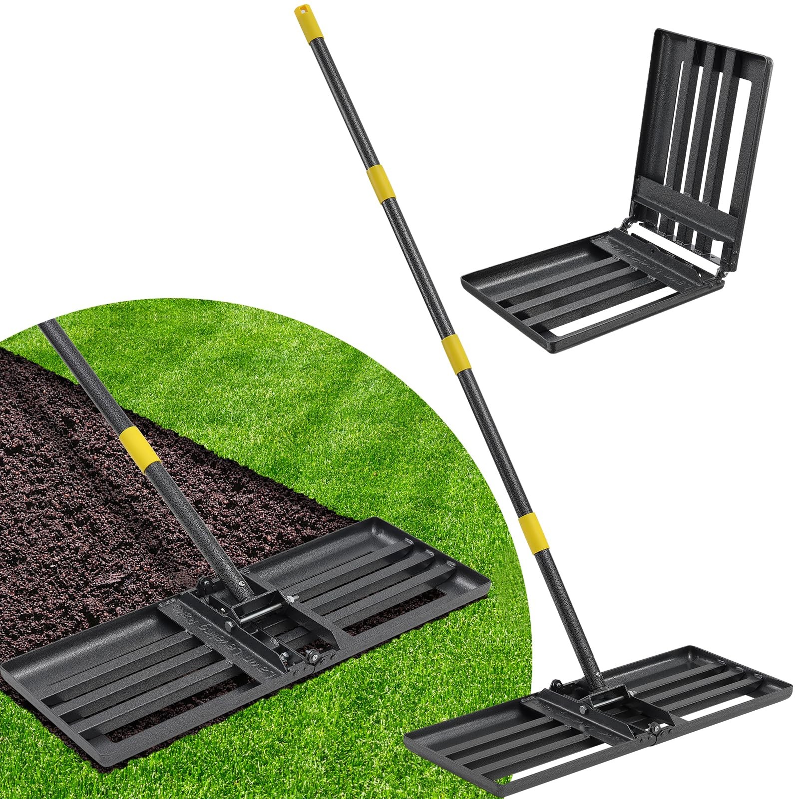 Lawn Leveling Rake Heavy Duty, 30x10 in Large Soil Leveling Rake, Ground Leve...