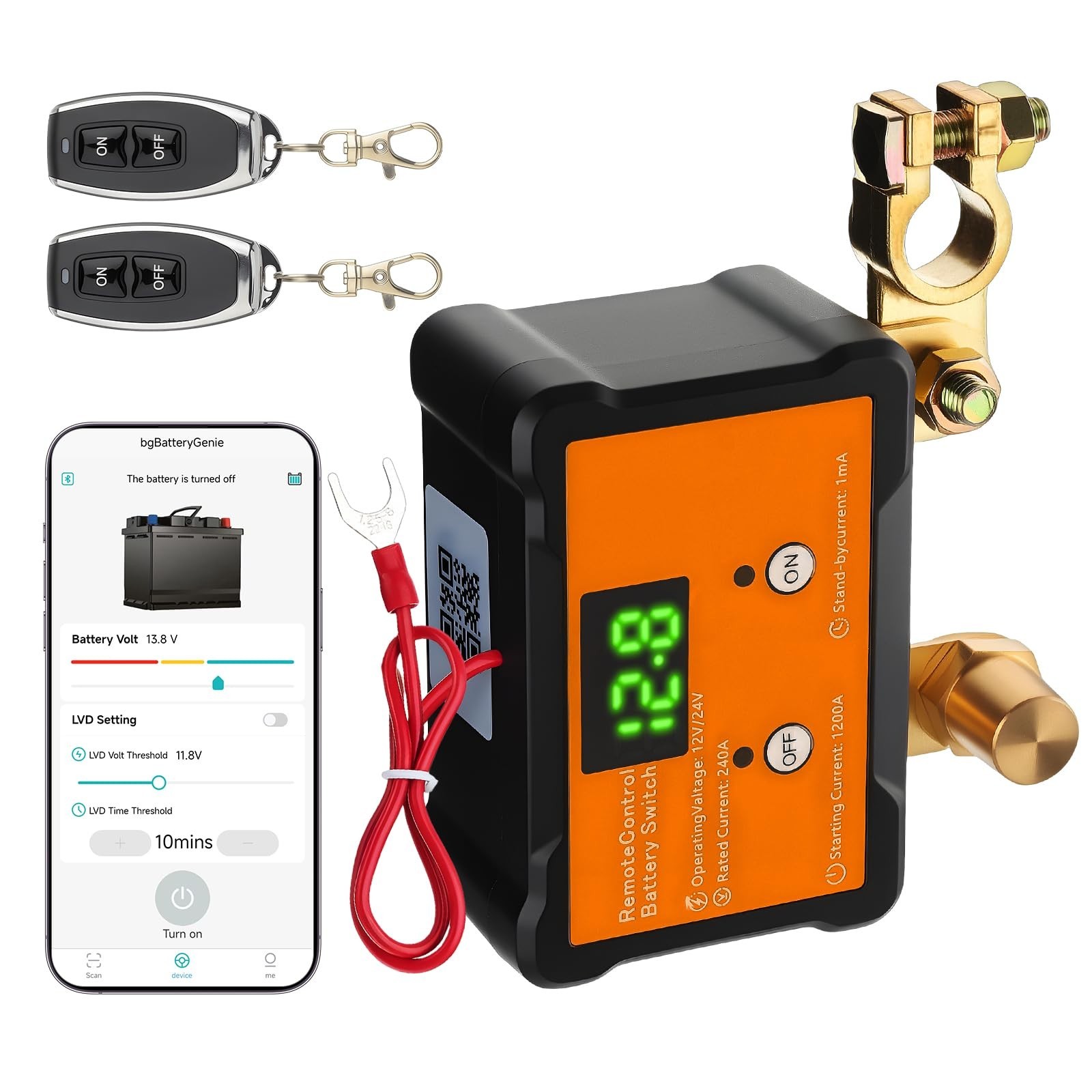 Automatic Battery Disconnect Switch with APP Control, 12V/24V, 240A, Remote Cut