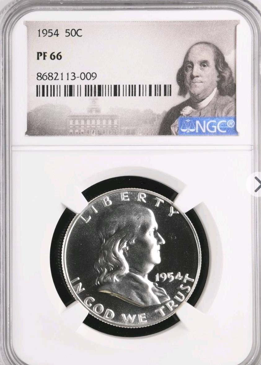 1954 Proof Franklin Half Dollar - NGC PF66 Benjamin Franklin Label Bx2