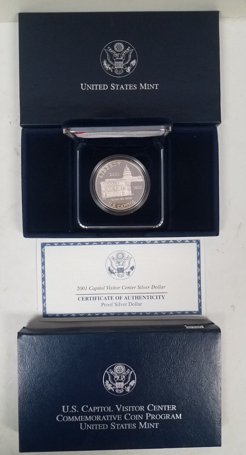 CS0101PCSCiO U.S. MINT COMMEM $1 YEAR 2001-P CAPITOL VC PROOF COIN SET TONED OGP