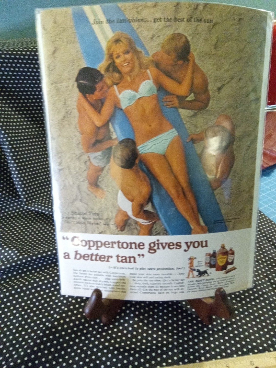vintage advertising display Coppertone With Sharon Tate