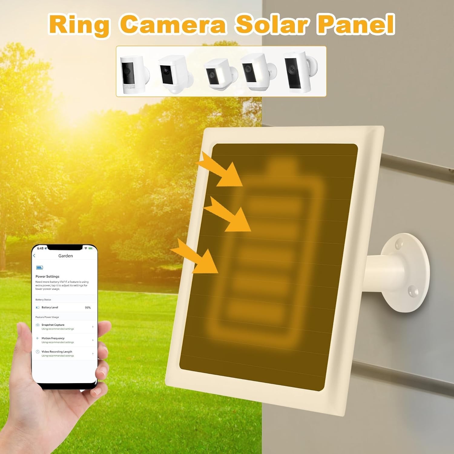 Solar Panel Charger for Ring Camera, Compatible with Stick Up Camera Battery,...
