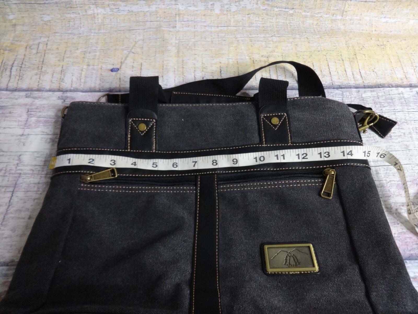 BLACK MESSENGER LAPTOP BAG W/Mountain Patch SHOULDER STRAP & Handles