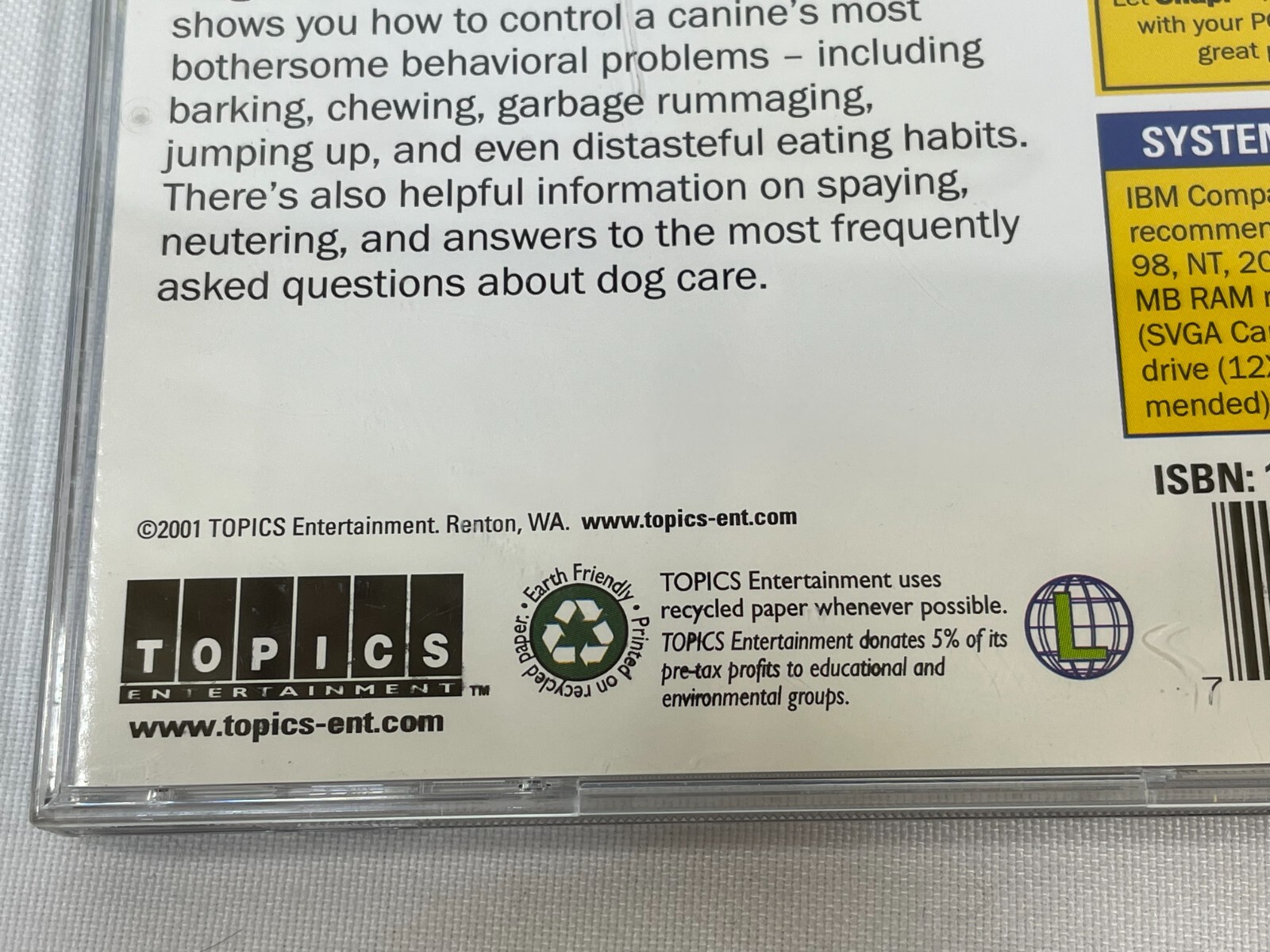 Vintage 2001 Snap! Everyday Solutions DOG TRAINING IBM/PC Software CD-ROM SEALED