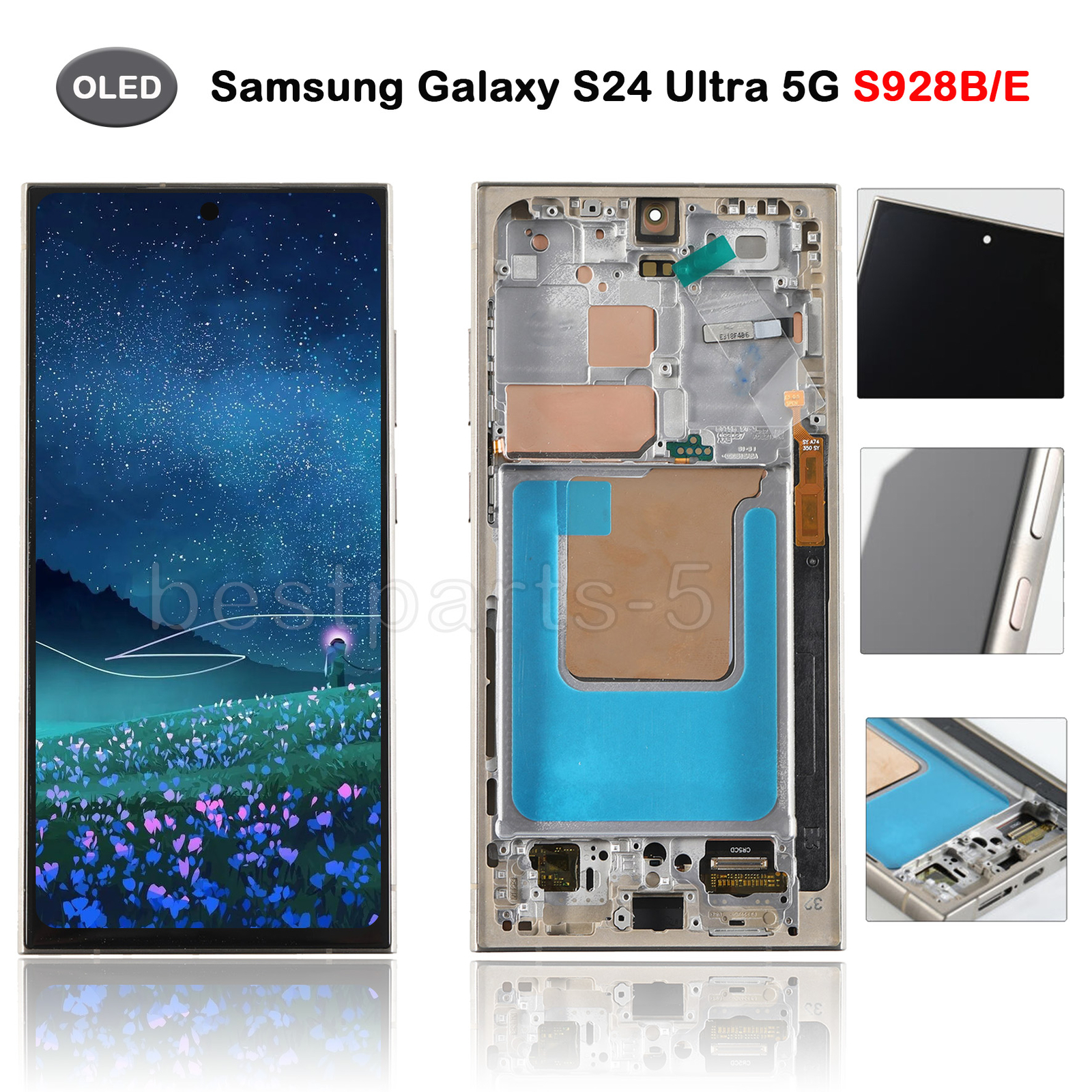 Samsung Galaxy S24 Ultra 5G S928B/E/U/W OLED Display Screen Frame Assembly Black