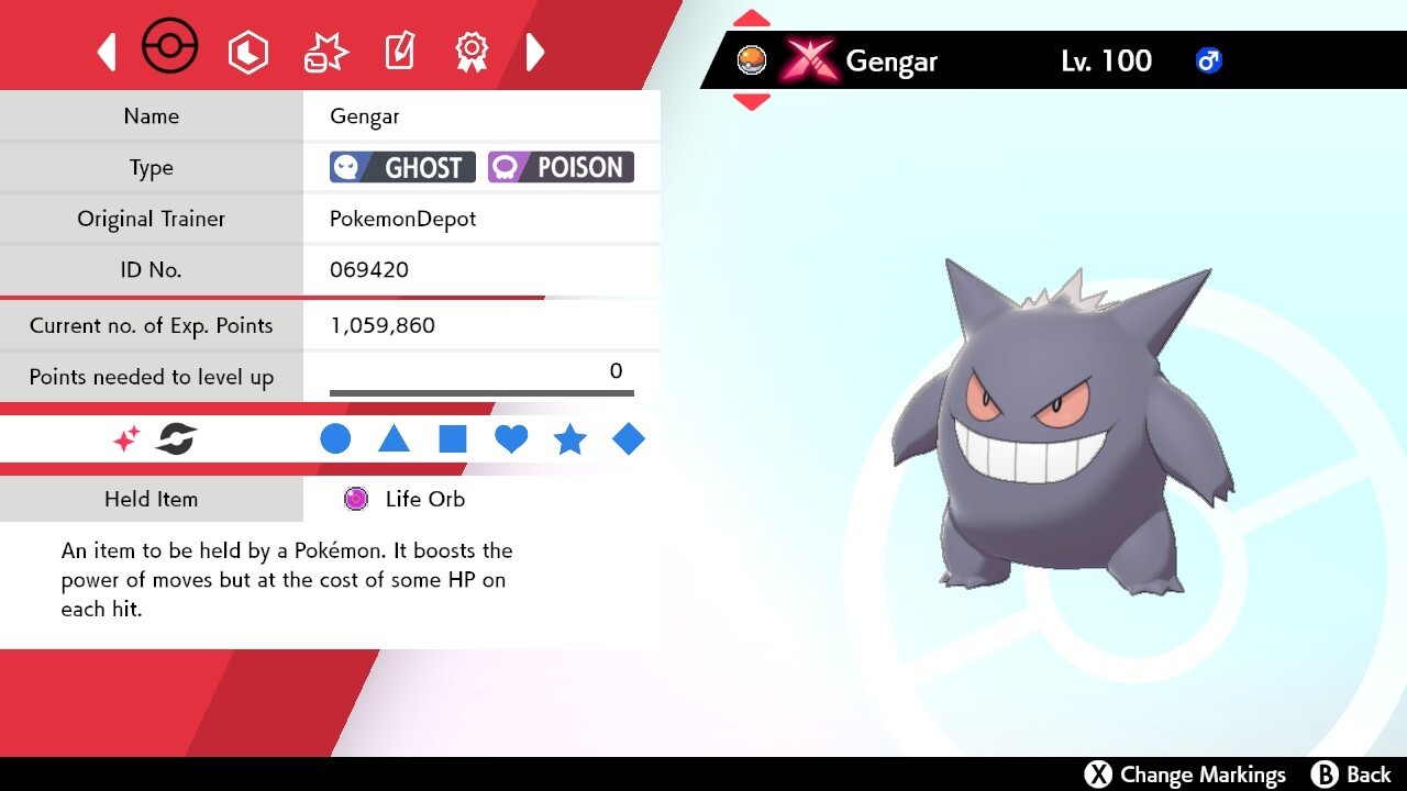 6IV Shiny Gengar Gigantamax Pokemon Sword and Shield *SAME DAY*
