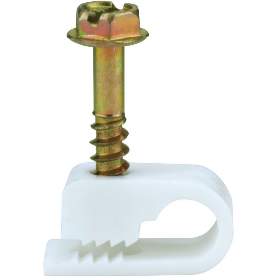 Flexible Single Cable Screw Clips - 100 Pack - White