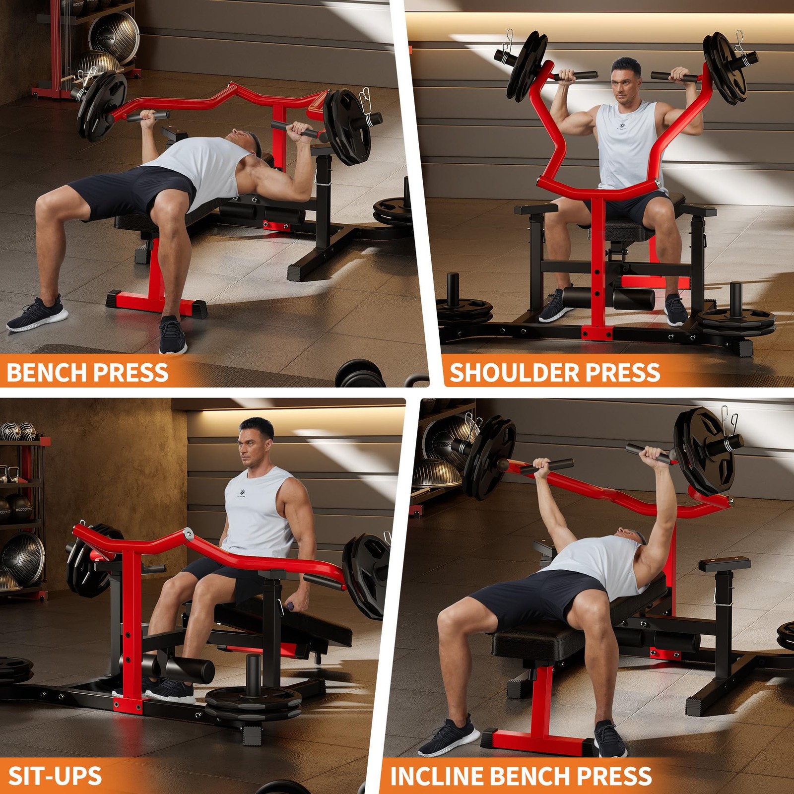 Chest Press Machine 1250LBS Multi-Functional Bench Press Machine Converging Arms
