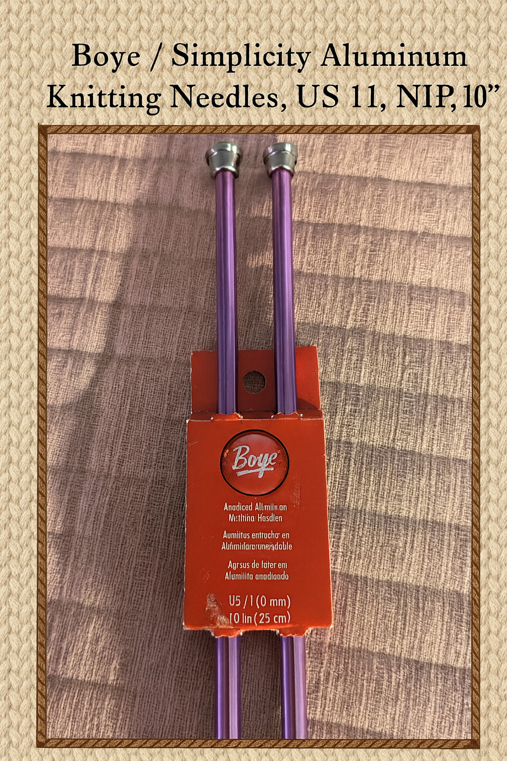 Knitters Gonna Knit Plaque + Boye / Simplicity US 11 Knitting Needles Bundle