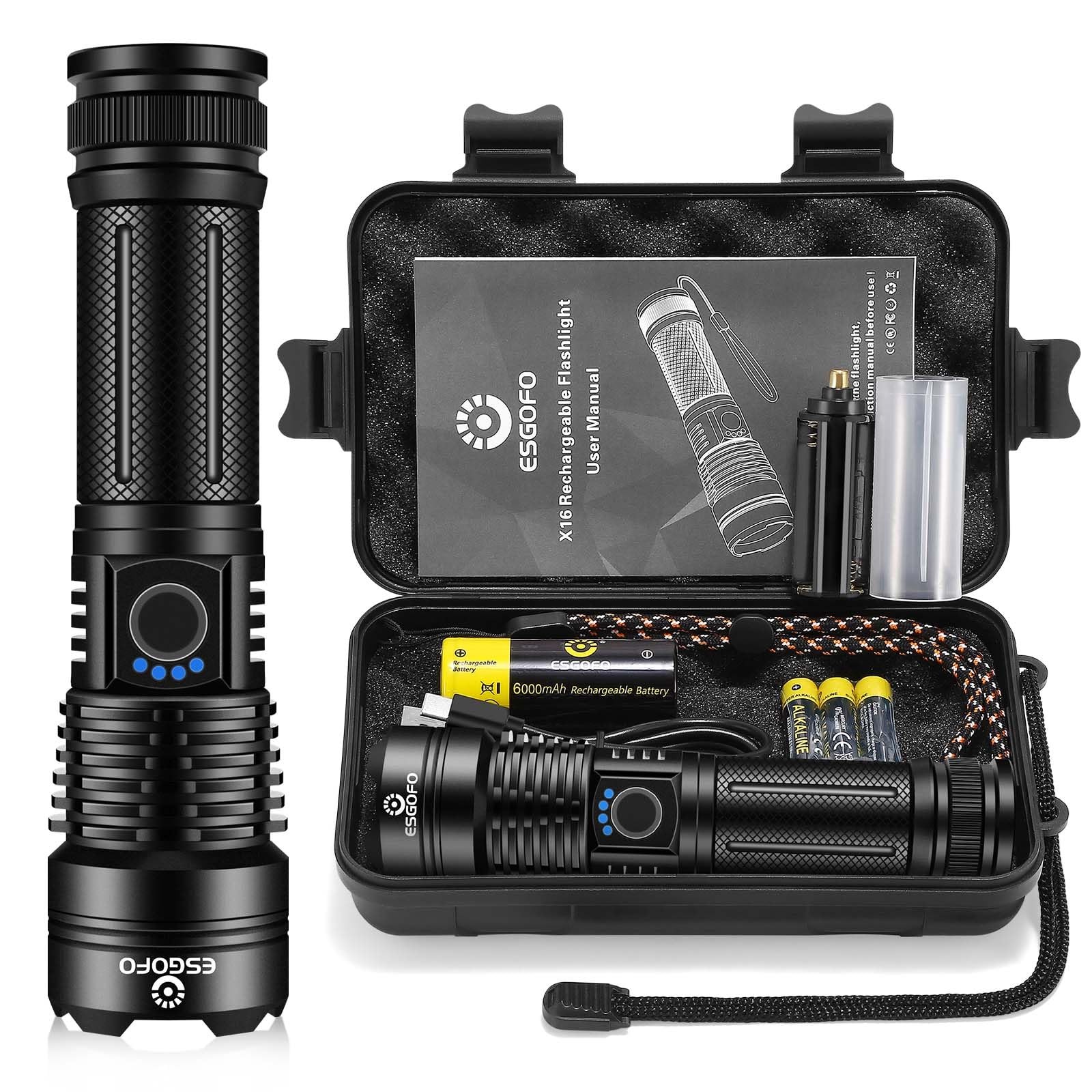 Esgofo Flashlights High Lumens Rechargeable, 1000000 Lumens Super Brig