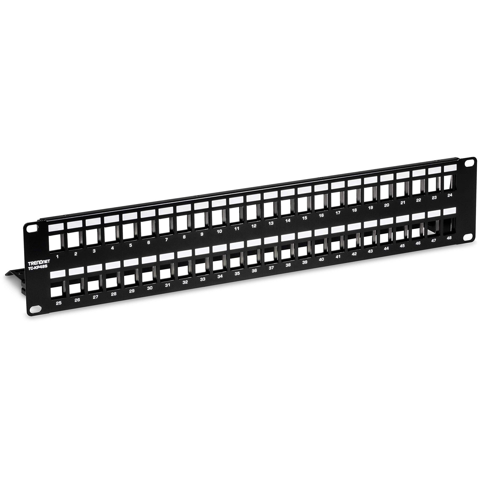 48-Port Blank Keystone Shielded 2U HD Patch Panel, 48-Port, Black