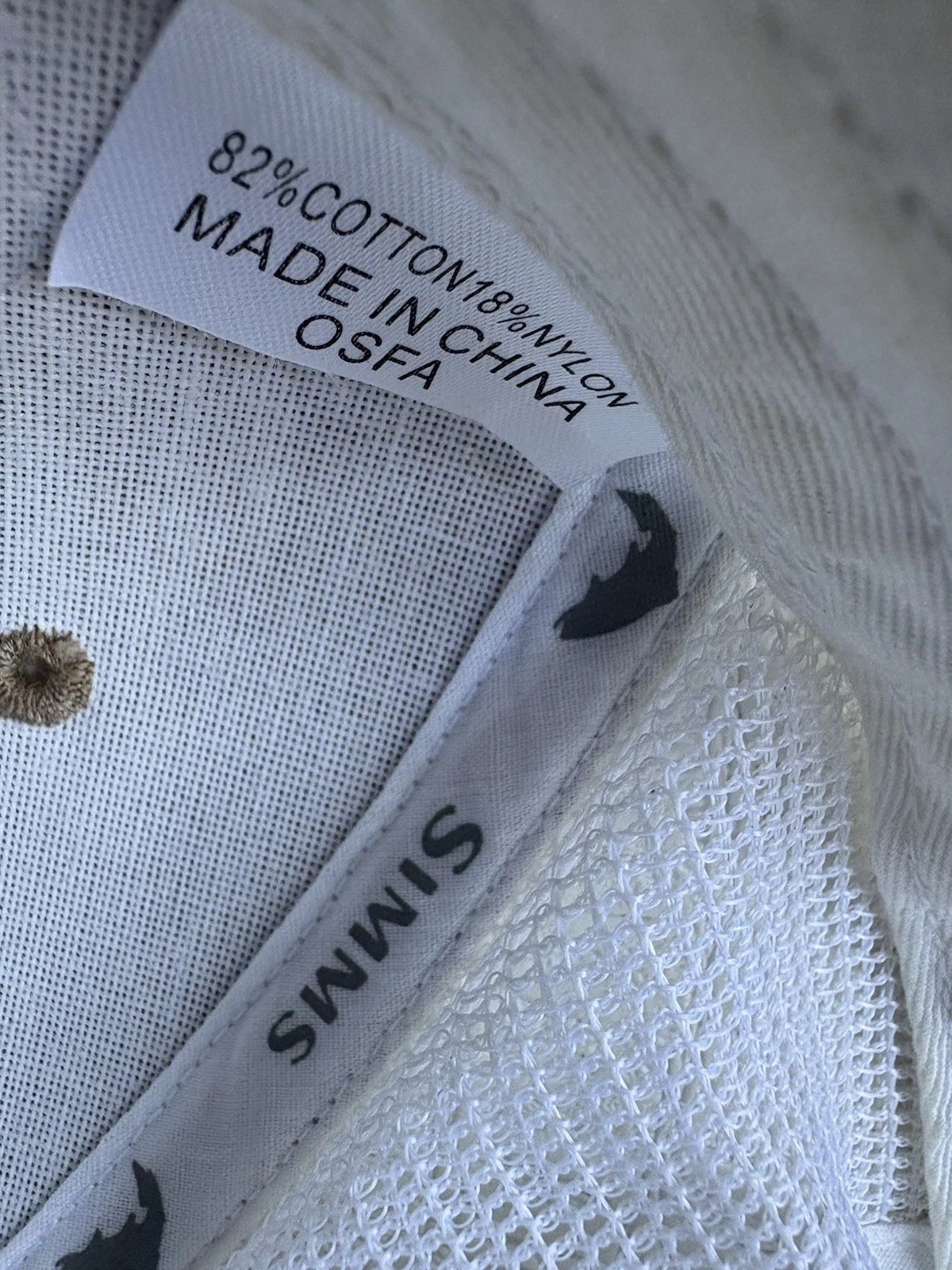 SIMMS Fishing Cap Hat SnapBack Working Waders Khaki Cotton White Nylon Mesh FLAW
