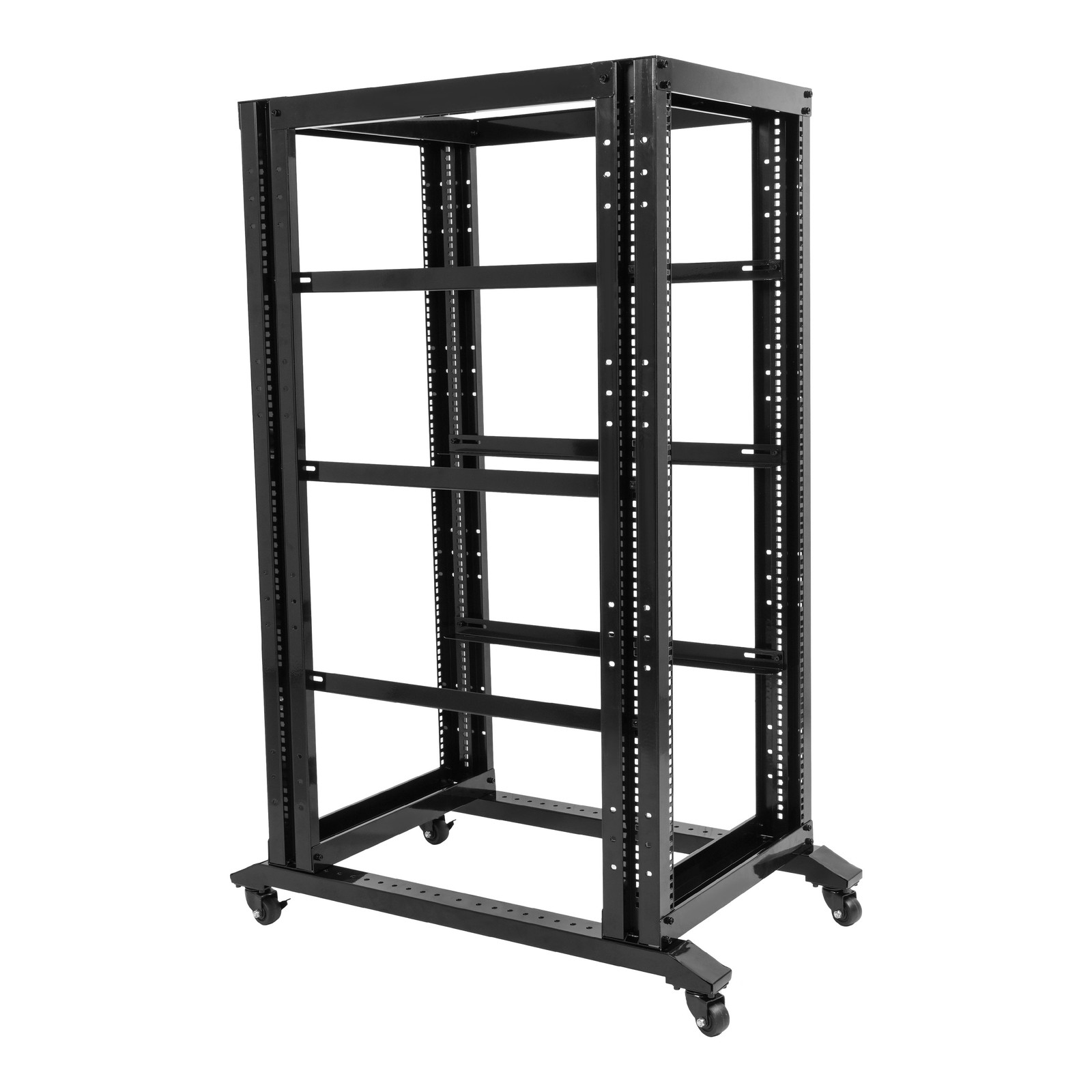 27U 4 Post Open Frame Network Data Server Rack W/ L Rails 22" Adjustable Depth