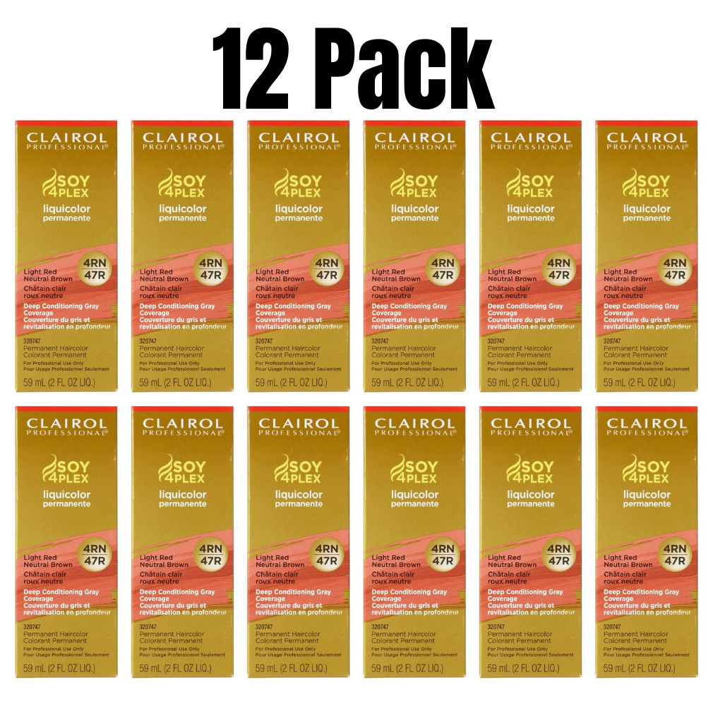 Clairol SOY4PLEX Liquicolor 4RN 47R Light Red Neutral Brown Bulk Lot 12 pack 2oz