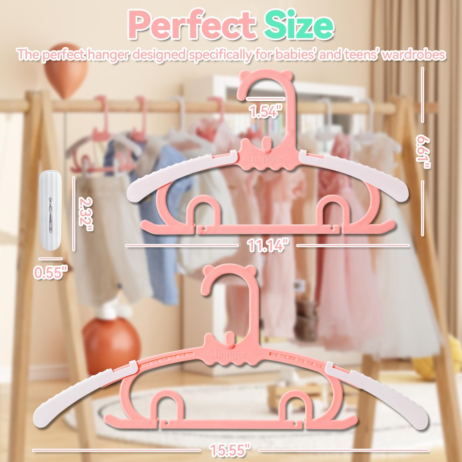 30 Pack Baby Hangers 16 Detachable Clips Adjustable 11.14-15.55 Stackable
