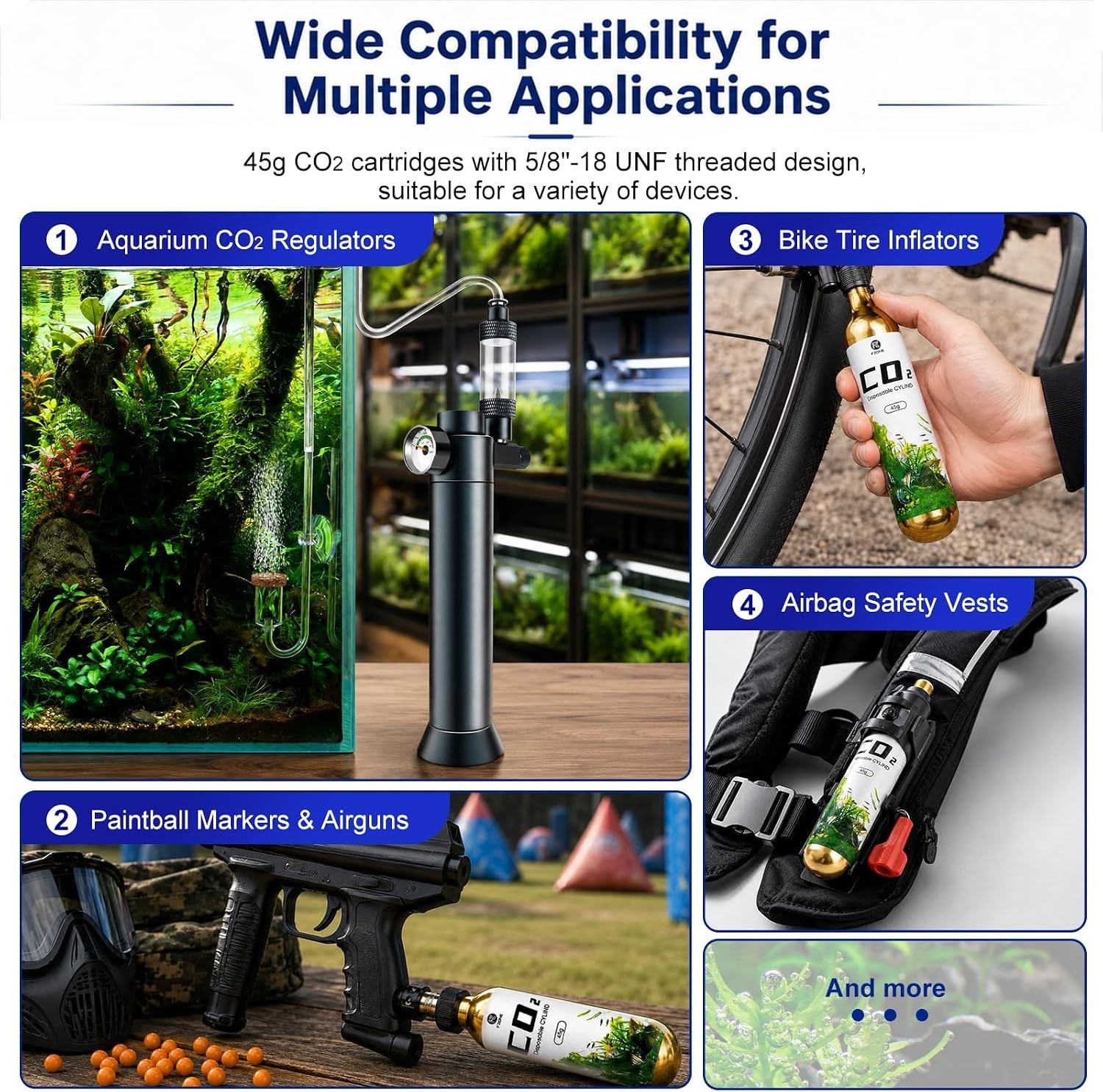 High-Capacity Disposable CO2 Cartridges - 5/8'' Threaded, 2-Pack for Versatility