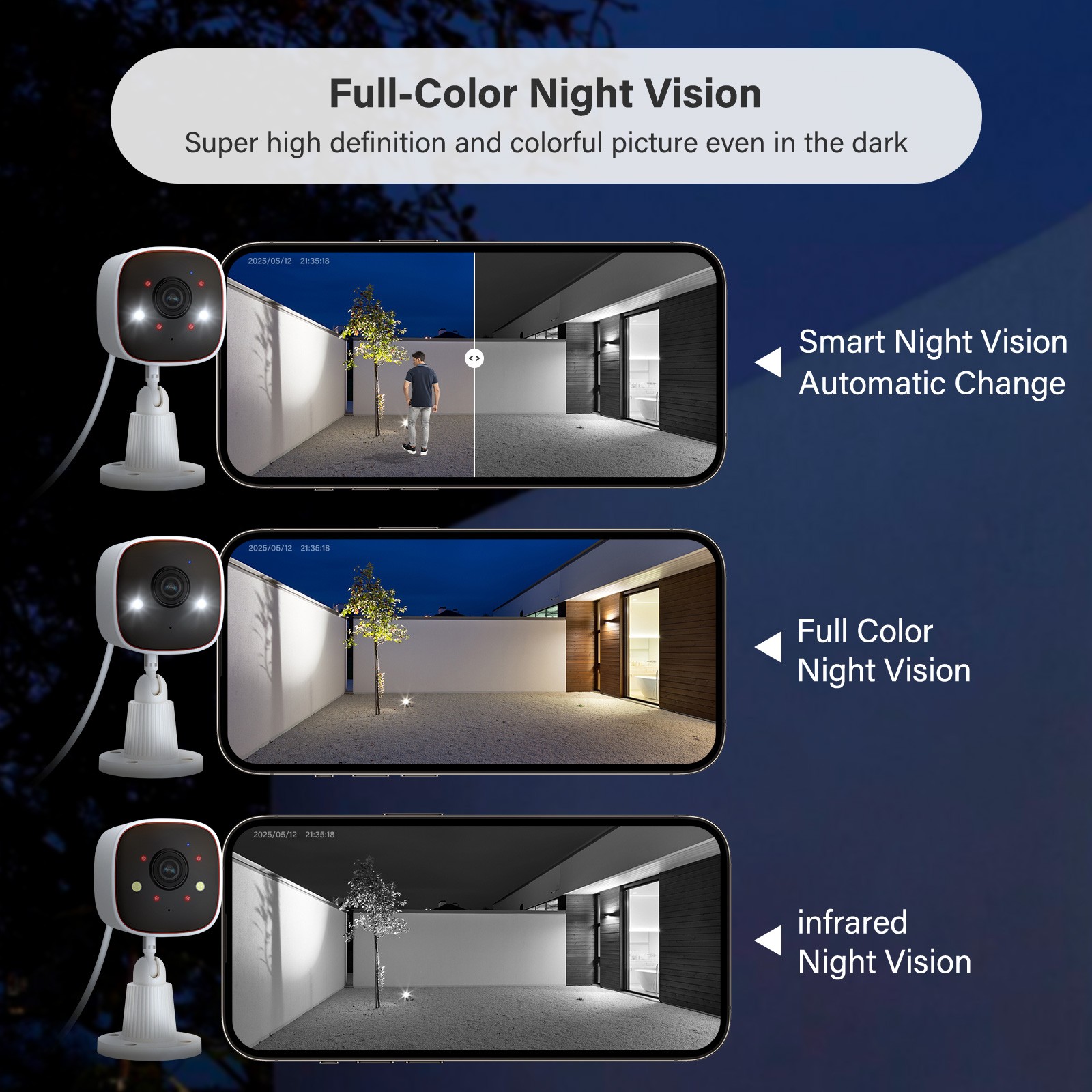 4-Pack 2.4G WiFi 3MP Security Camera System Smart Outdoor Color Night Vision