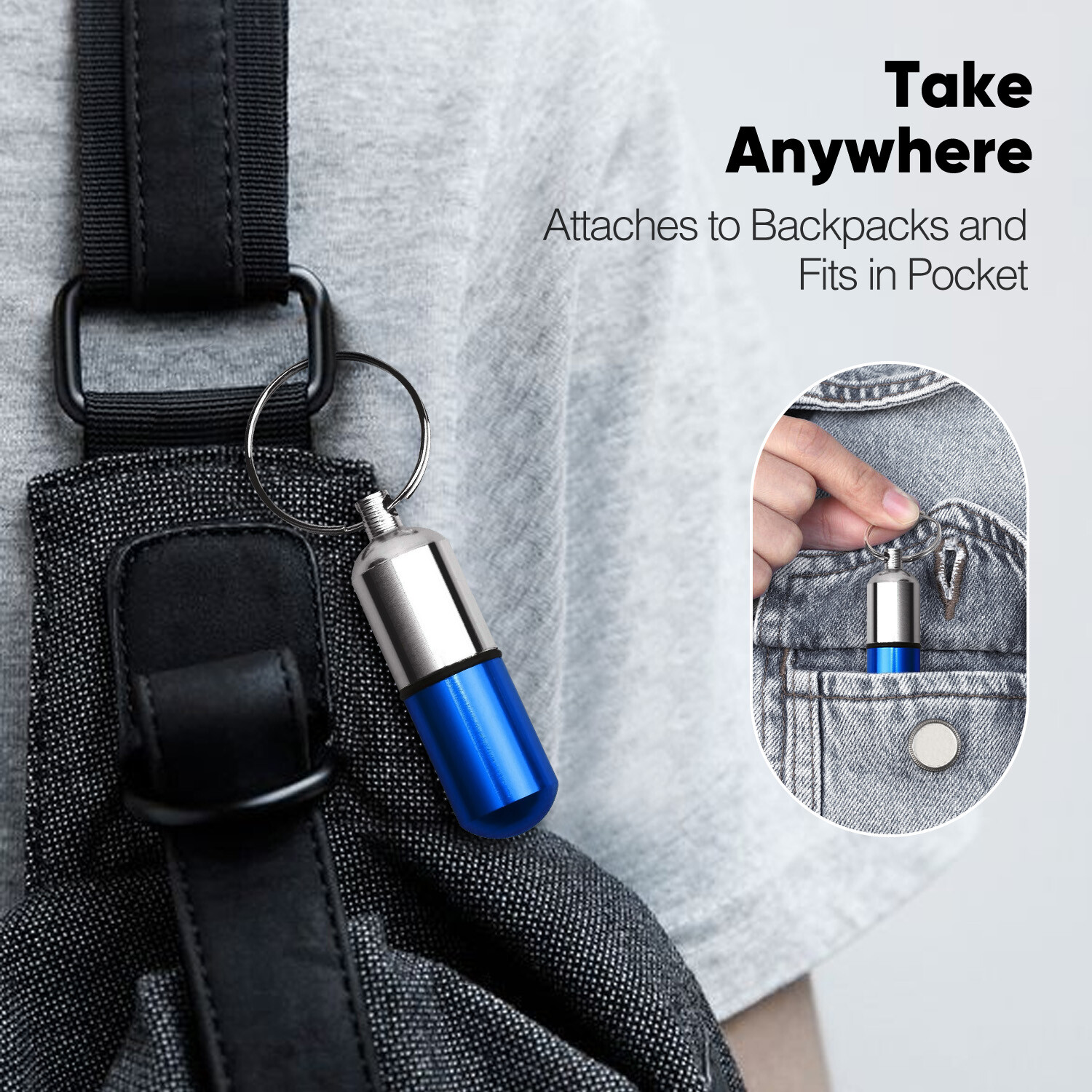 Exquisite Mini Waterproof Metal Medicine Pill Box Holder Container Keychain