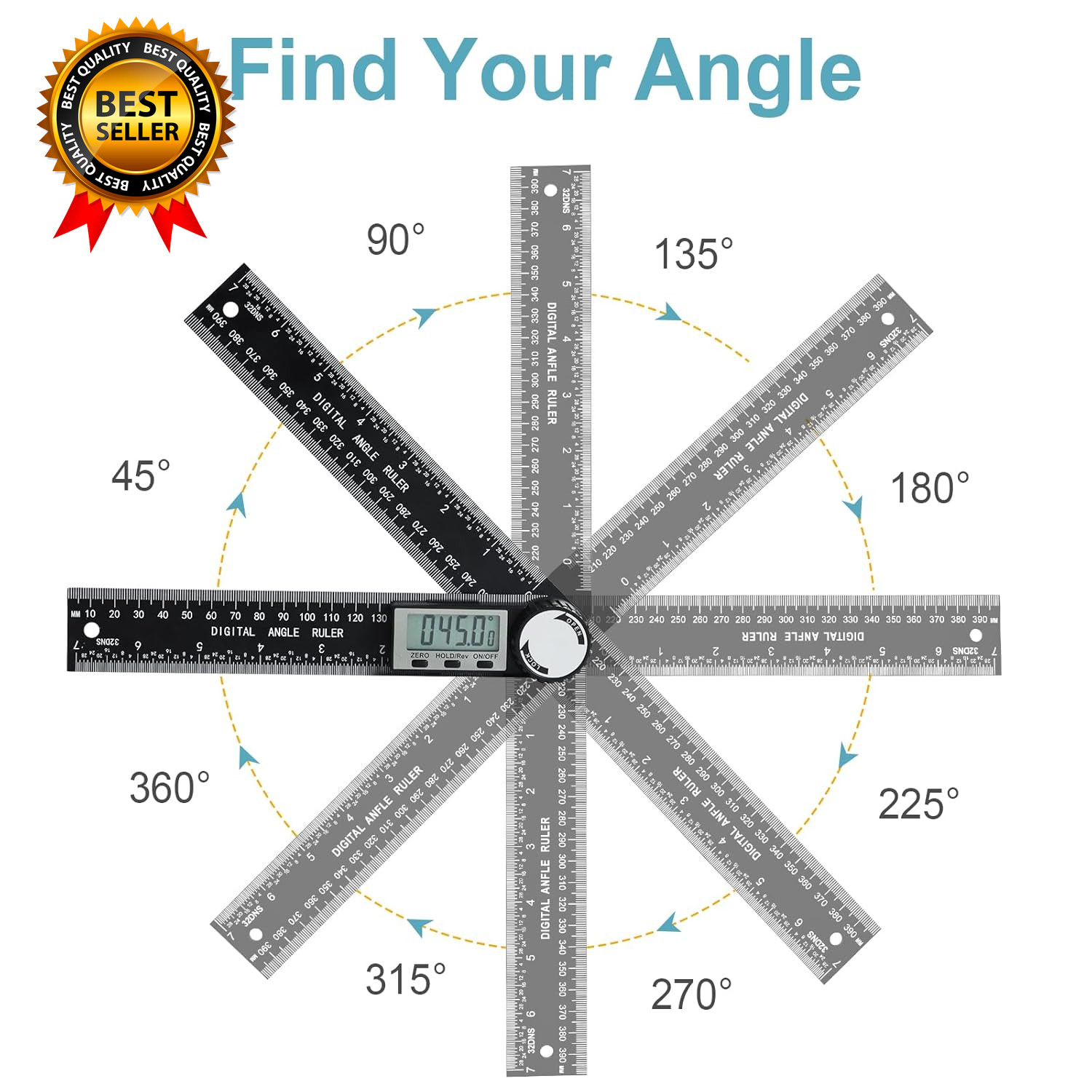 Third Generation Protractor Angle Finder Digital Angle Ruler with 7Inch/200Mm