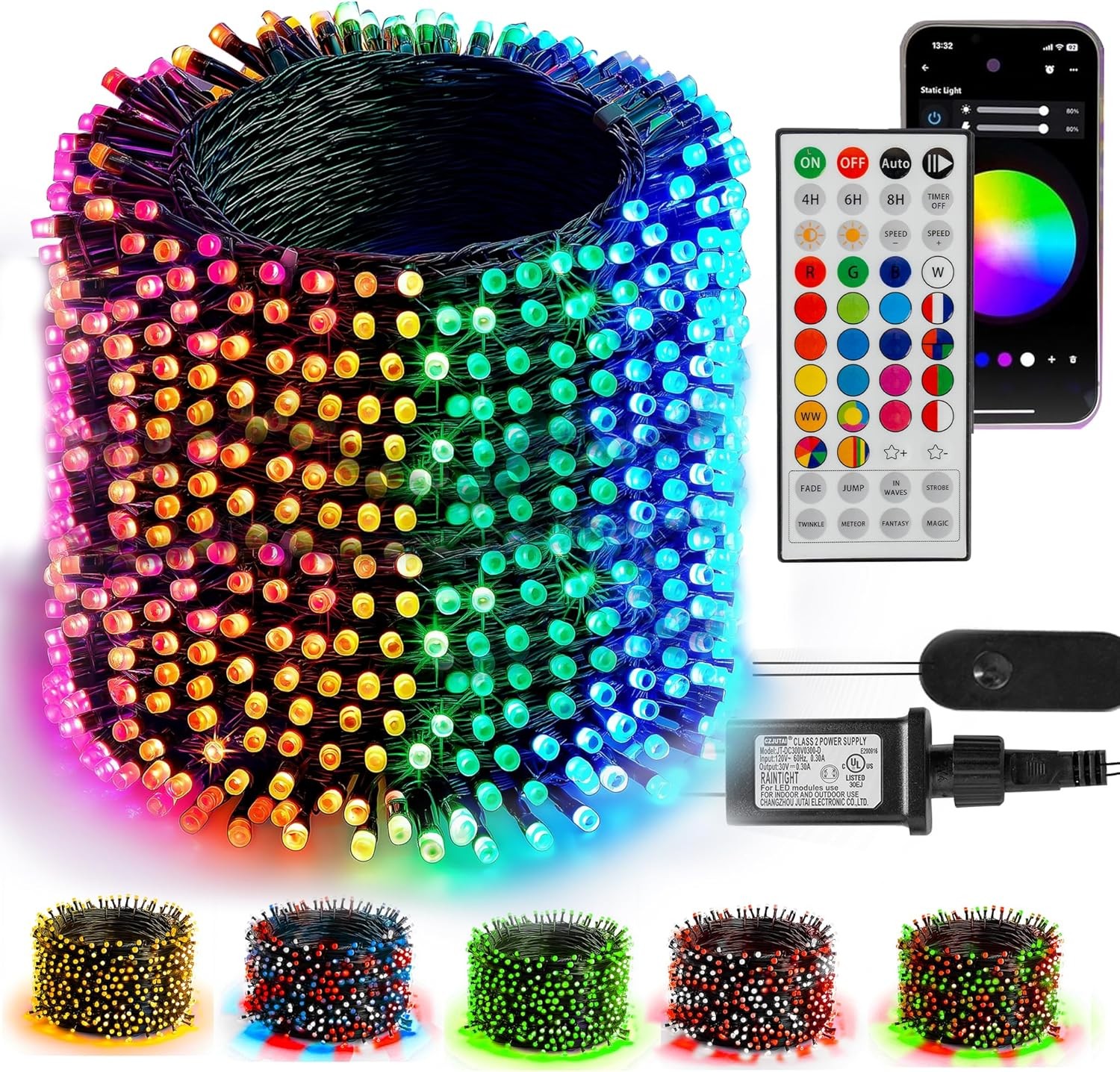 TW SHINE Smart Color Changing Christmas Lights Outdoor, 328FT 1000 LED RGB Hallo