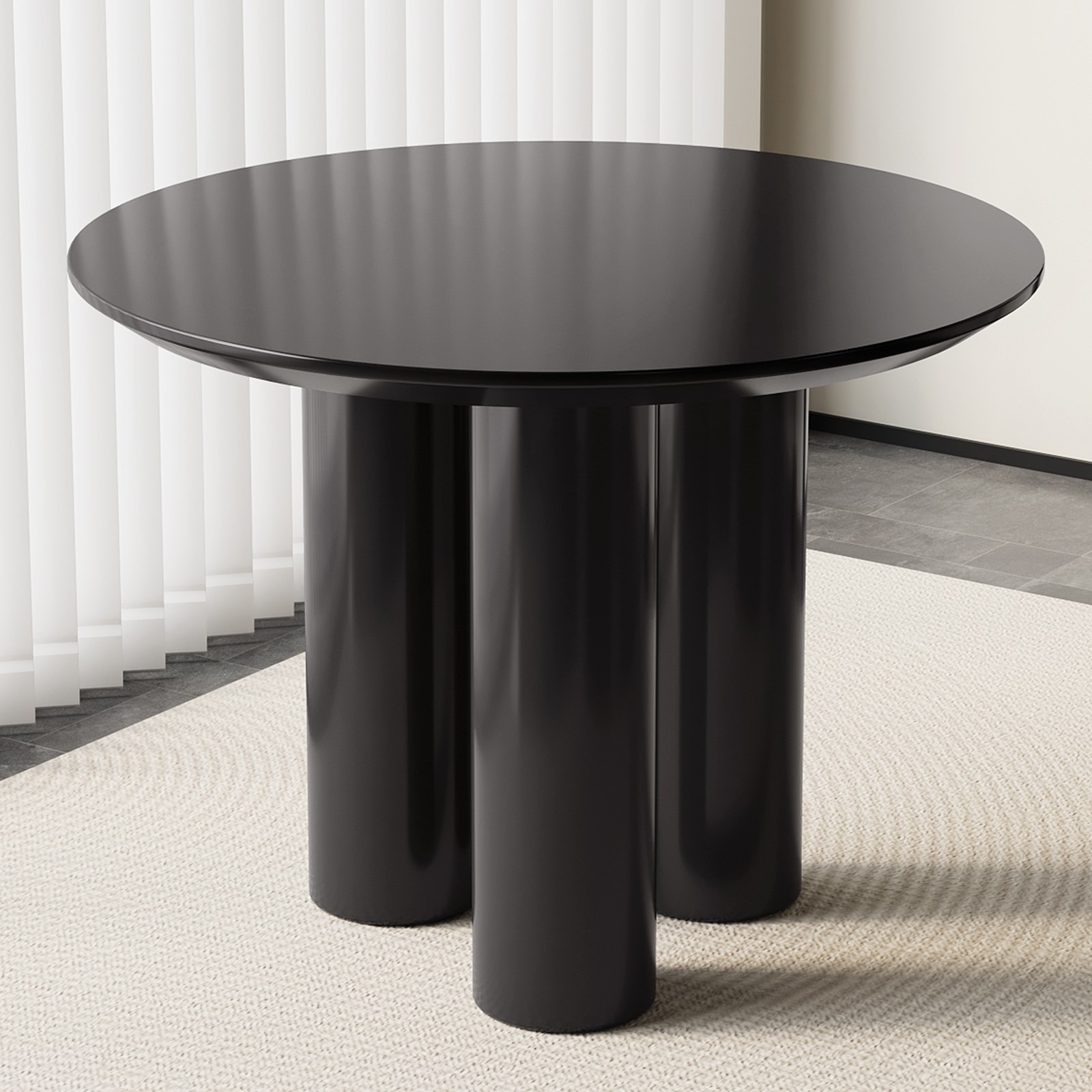 39" Round Dining Table Black Modern Kitchen Table Dining Room Table for 2-4