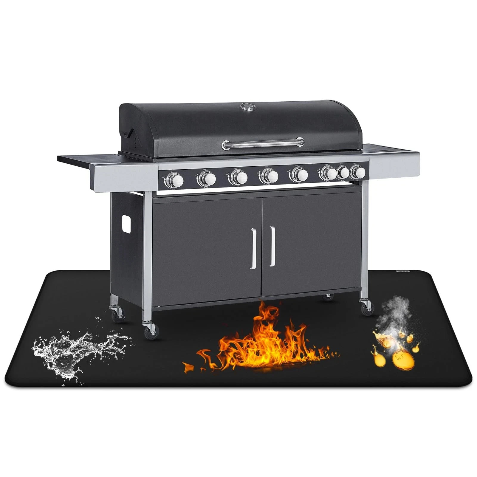 Under Grill Mat for Outdoor Grill, 24 x 42inch Double-Sided Fireproof Grill P...