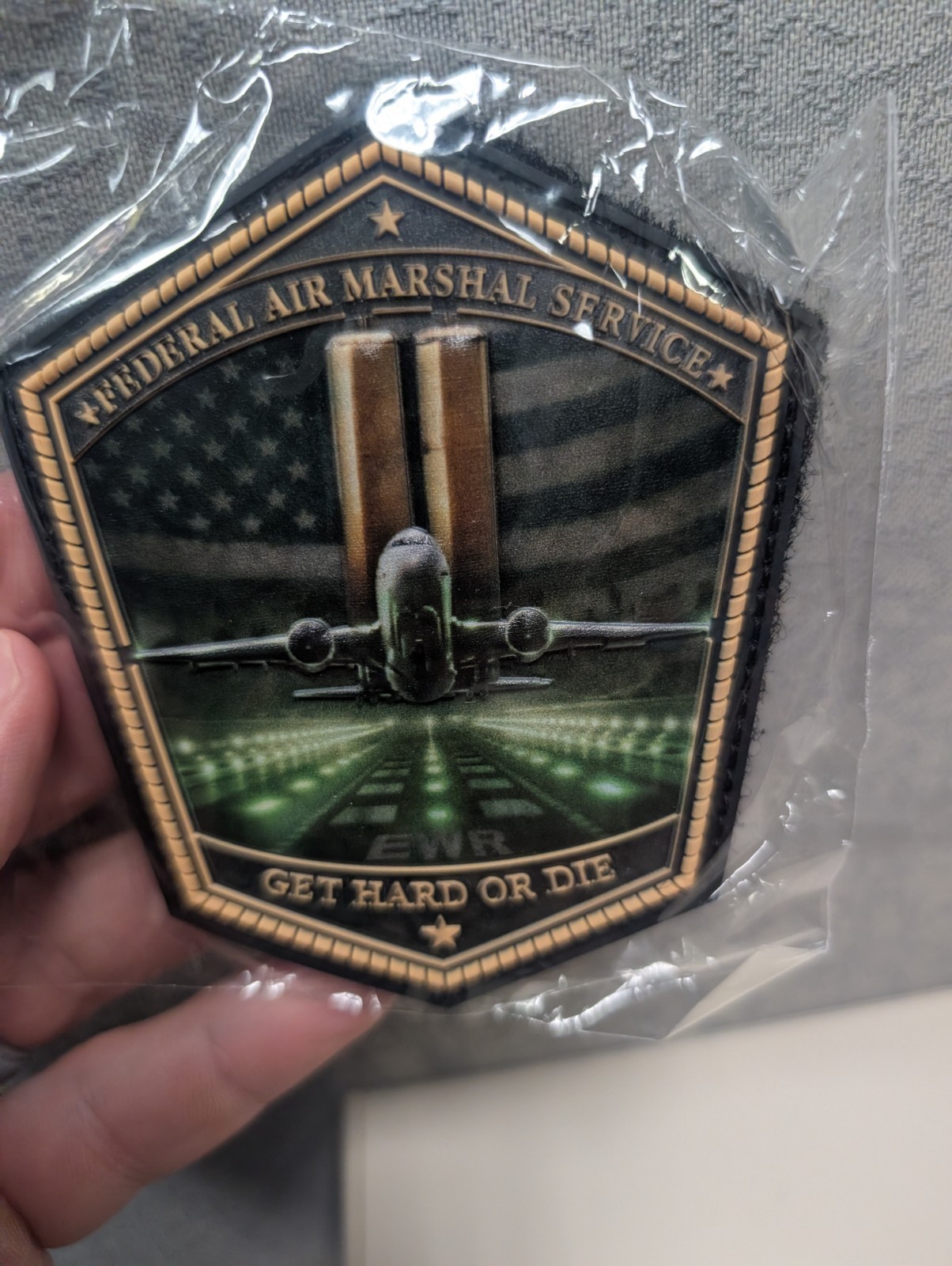 Air Marshal Patch With Raised Twin Towers And Airplane "GET HARD OR DIE"