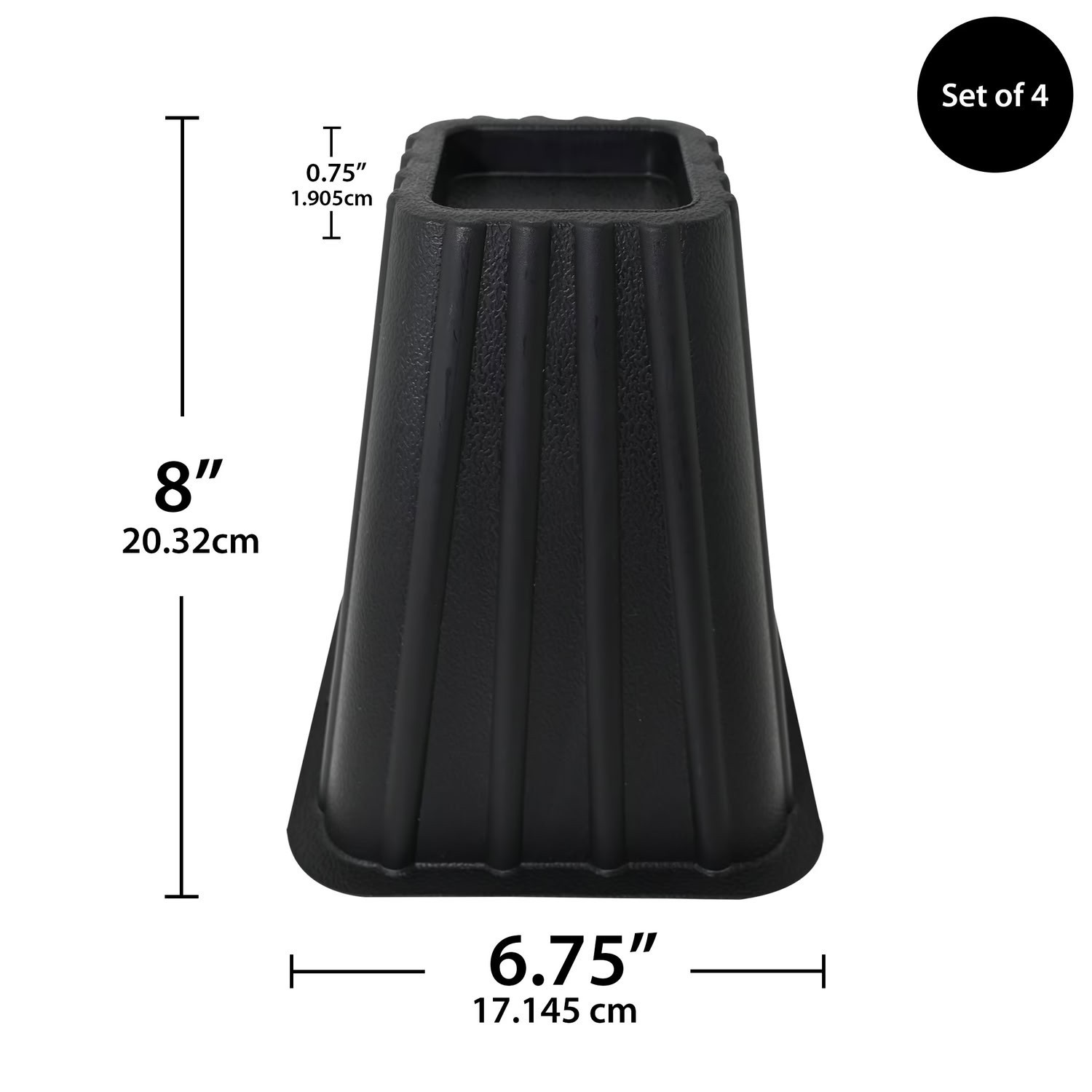 Mainstays 4-Pack Black Plastic Tall Bed Risers Under Bed Storage Organizer