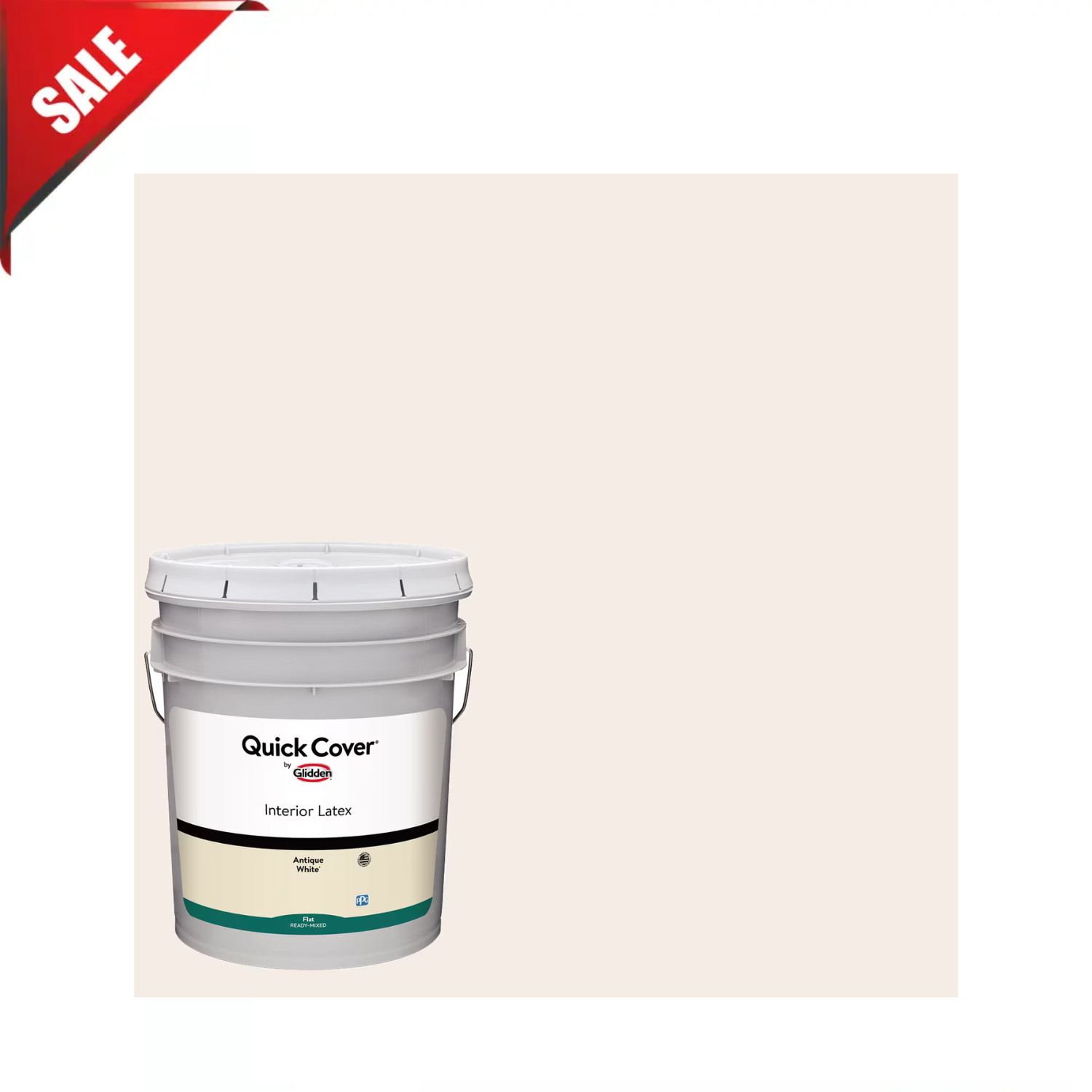 Glidden Quick Cover Interior Latex Paint Flat, Antique White, 5 Gallon