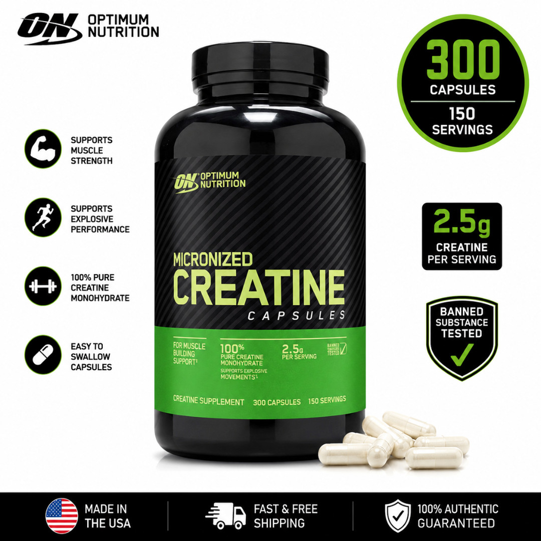Optimum Nutrition 100% Pure Micronized 2500mg Creatine Monohydrate 300 Capsules