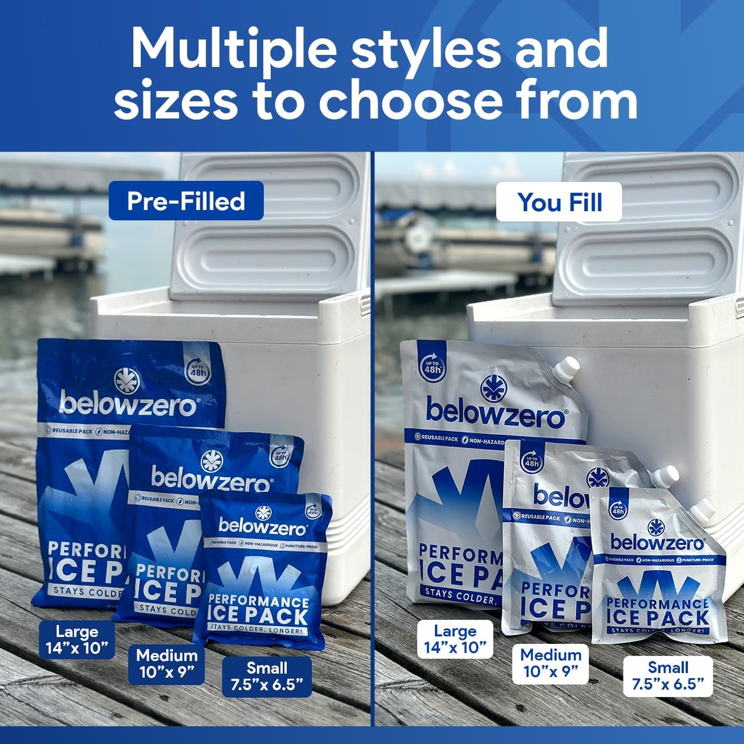 Below Zero Prefilled Reusable Ice Packs for Coolers | Long Lasting Freezer Ic...