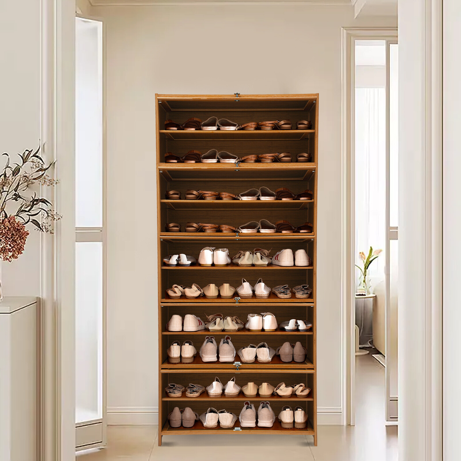 11-Tier 67" Tall Shoe Storage Cabinet Sneaker Organizer Rack for Home Entryway