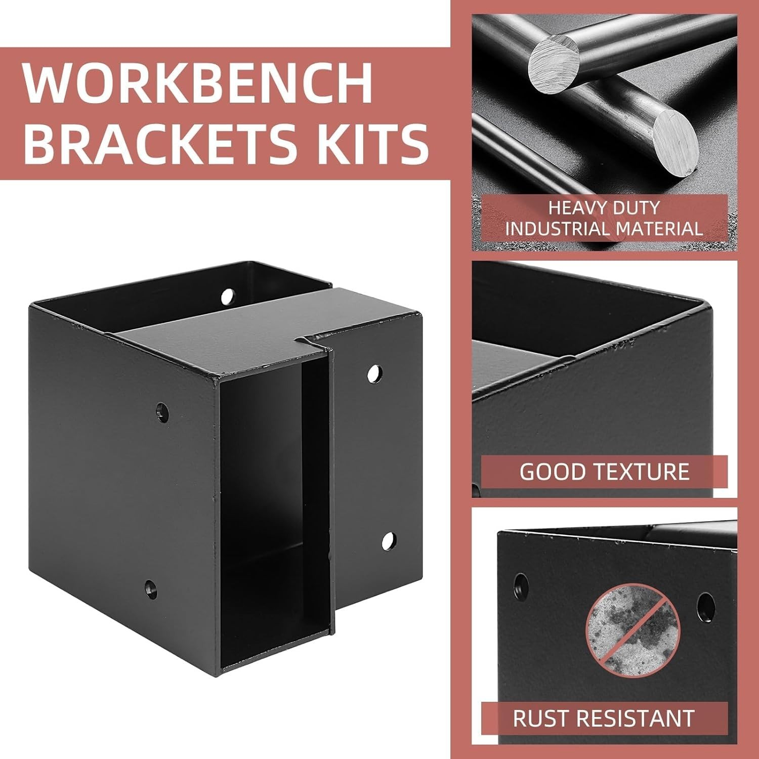 4 Pcs Steel Workbench Corner Brackets for Custom Workbench Shelving Work Table