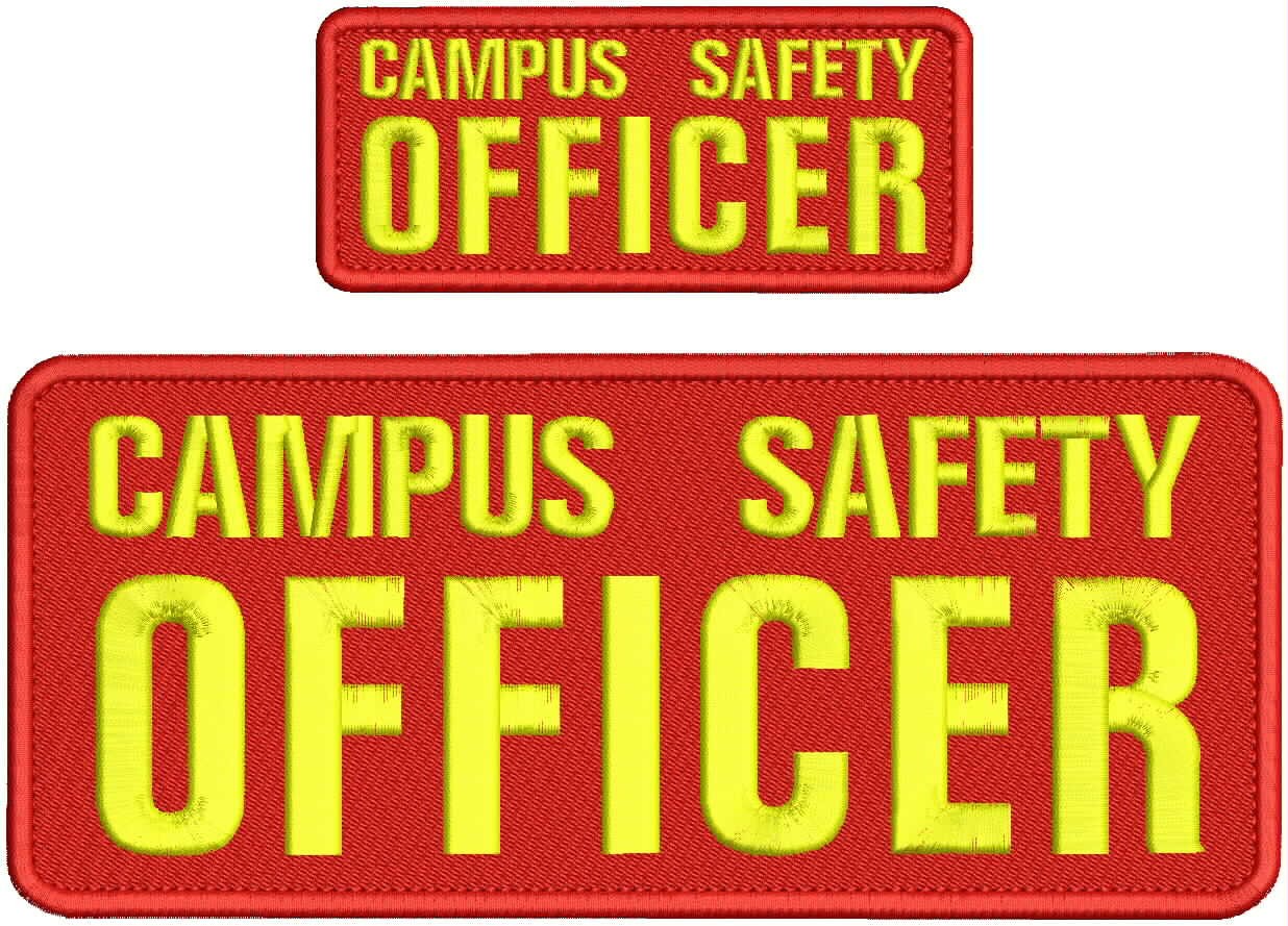Campus Safety Officer 2 Emb Patche 4x10 And 2x5 Velcr0 On Back YELLOW ON  RED