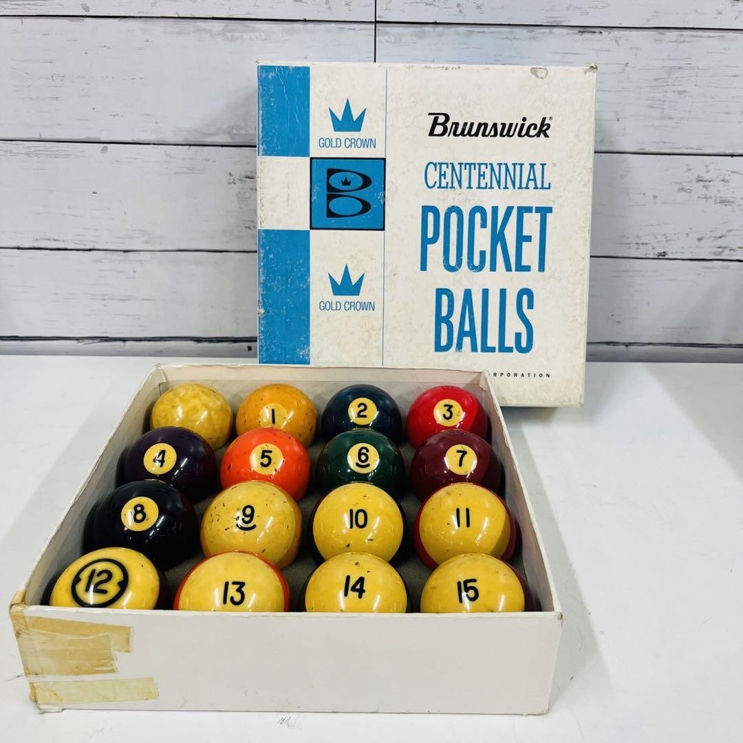Brunswick Centennial Pool Balls Set of 16  Pocket Balls W/Box From Japan