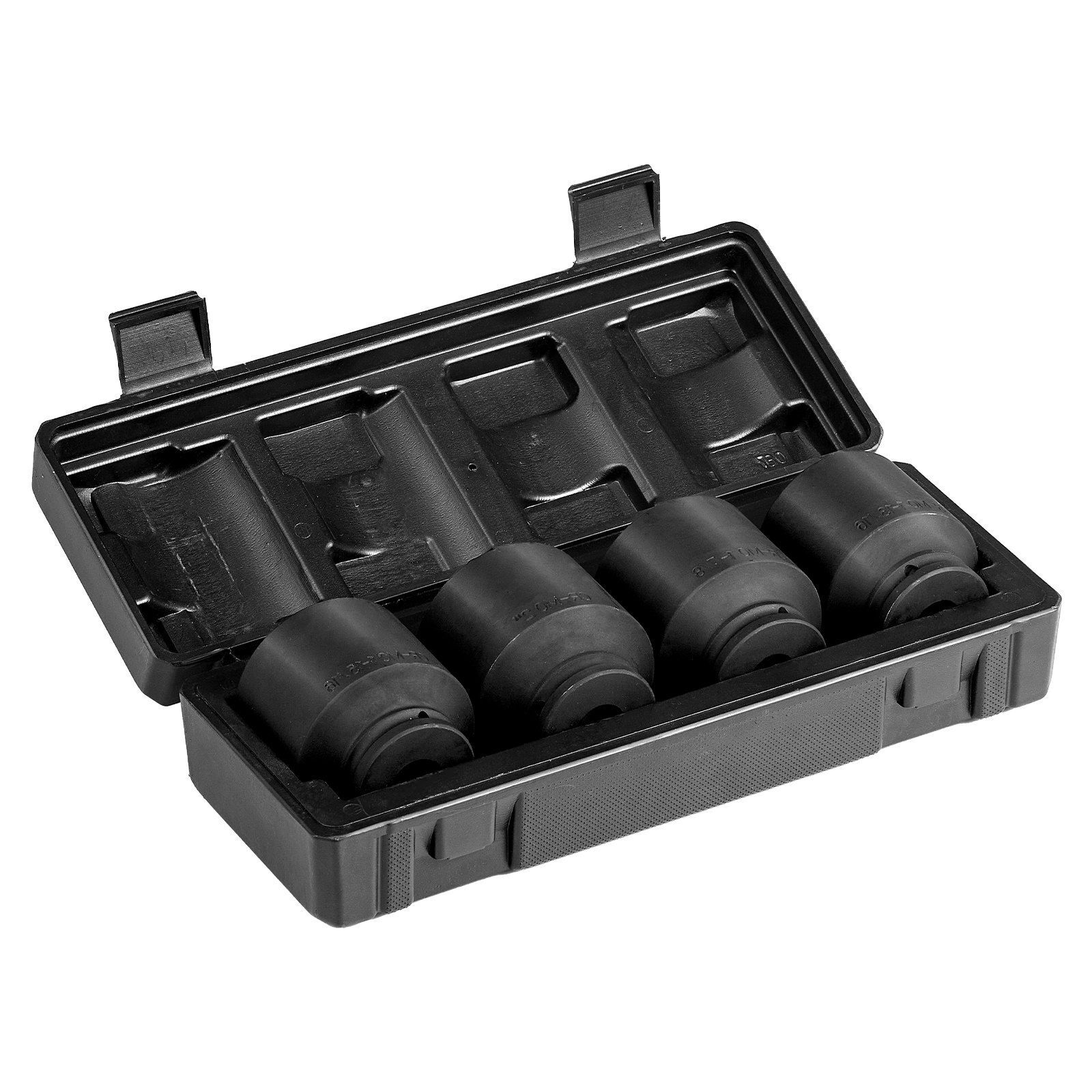 Axle Nut Impact Socket Set 1/2" Drive 6-Point 4PCS SAE Spindle Nut Socket