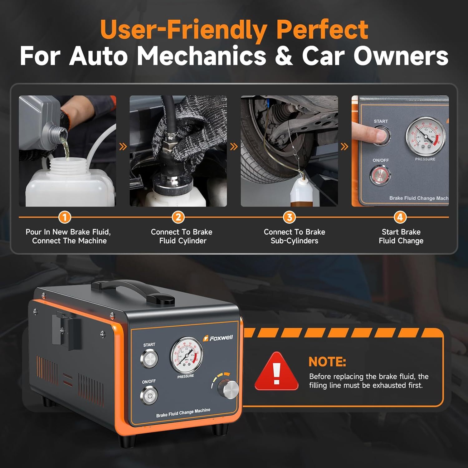 FOXWELL RT1000 Auto Brake Fluid Bleeder Machine Kit Brake System Bleeding Tool