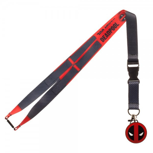 Marvels Deadpool Suit Up Costume Style Lanyard with Metal Eyes Logo Charm UNUSED