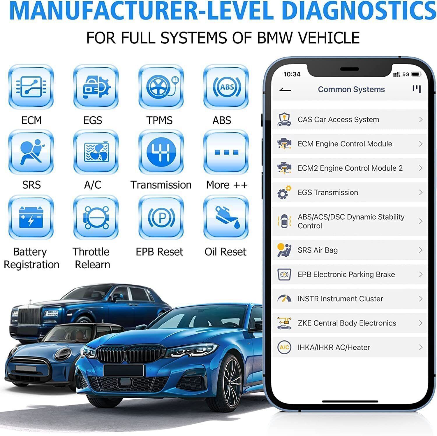 ANCEL BD300 OBD2 Scanner Bluetooth Fit for BMW All System Code Reader Diagnostic