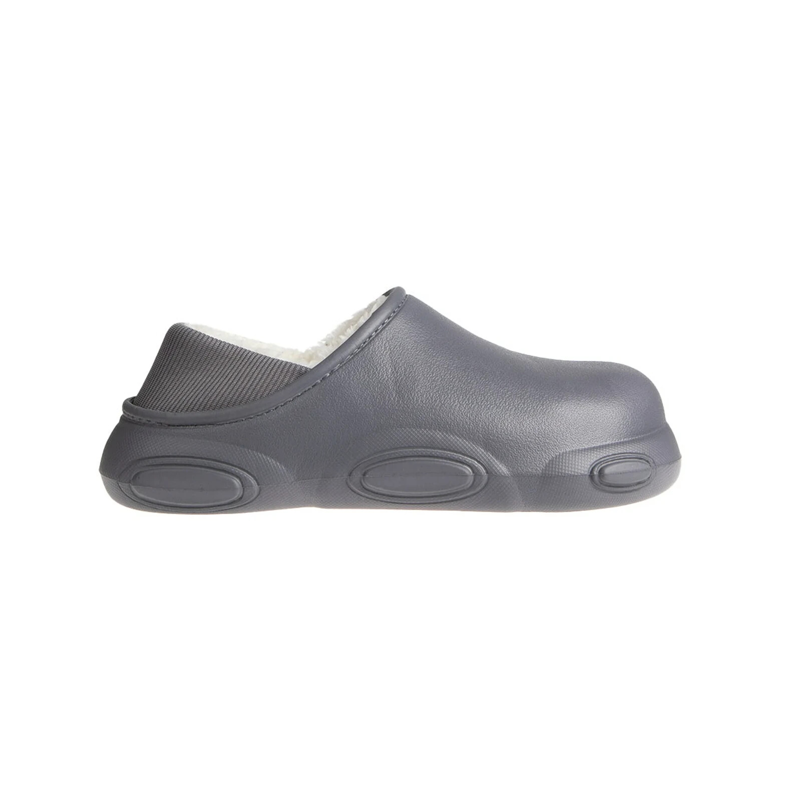FOAMWALK Men's Clogs Soft Comfortable EVA Clog with Faux Fur Lining Gray Size 7