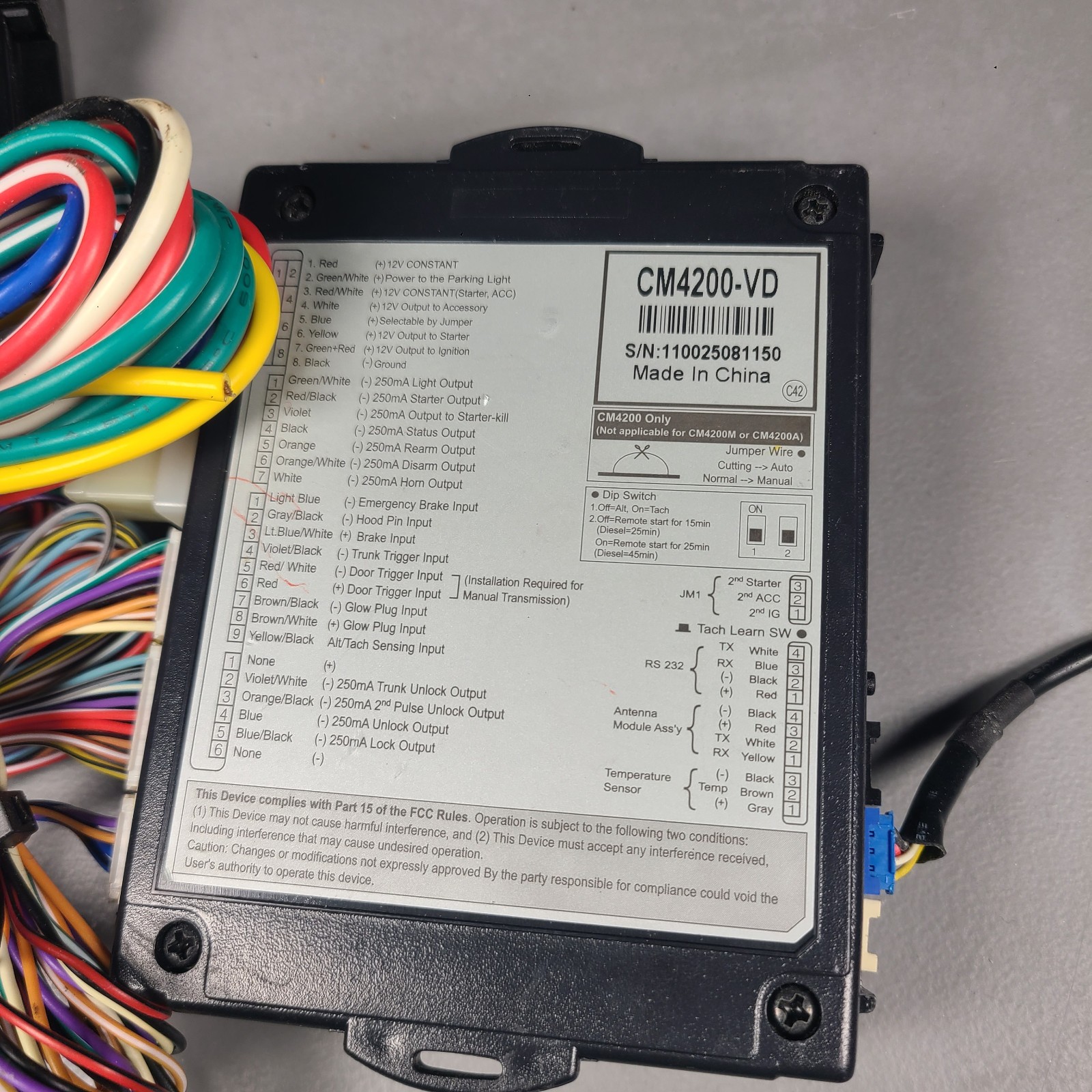 CompuStar CM4200-VD Remote Start Control Module & Wiring Harness 12V Car Brain
