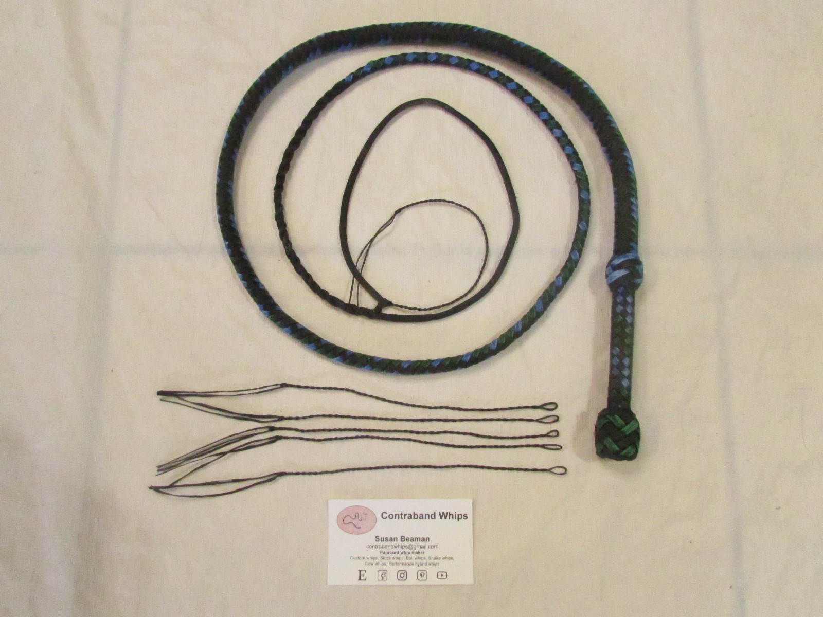 Contraband Whips 4.5 Foot 12 Plait Mini Nylon Paracord Eco Bullwhip
