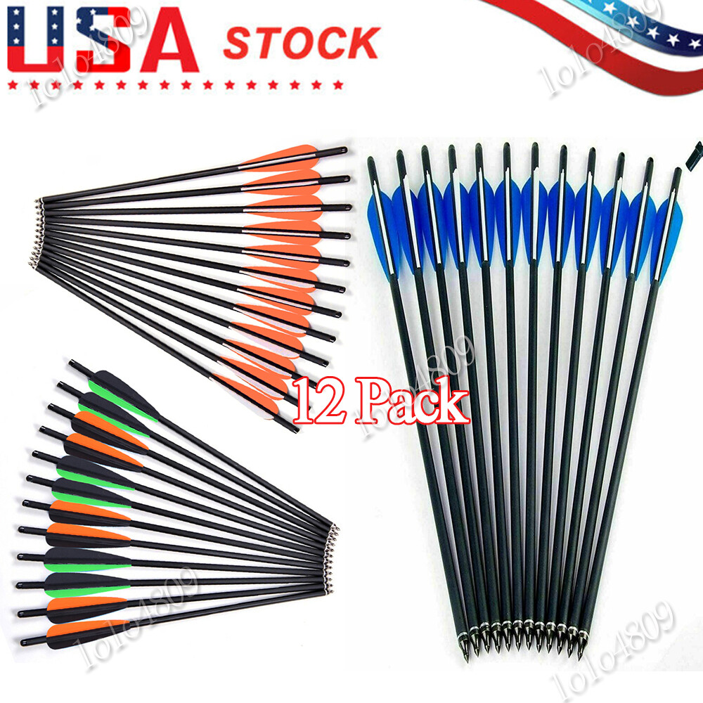 Carbon Crossbow Bolts 20 in Crossbolt Arrows for Archery Hunting Target Practice