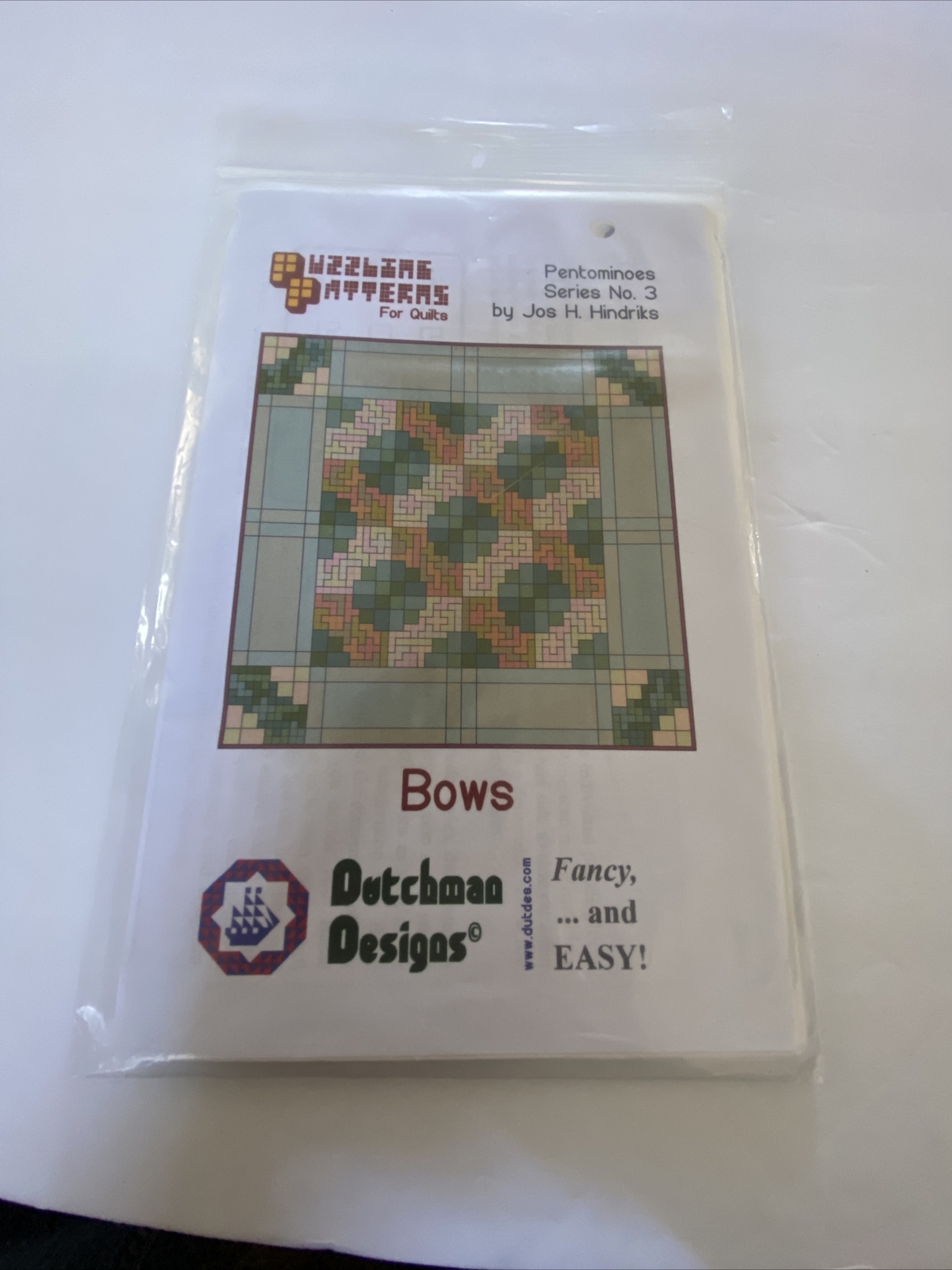 Dutchman Designs Quilt Pattern By Jos Hindriks “Bows” Puzzline Patterns Series 3